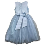 Bella Brilli Abito Cerimonia Tinta Unita Giromanica Con Tulle Azzurro Per Bambina