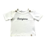 Bamboom+Babies T-Shirt Tinta Unita Girocollo Con Stampa Bianco Per Neonato