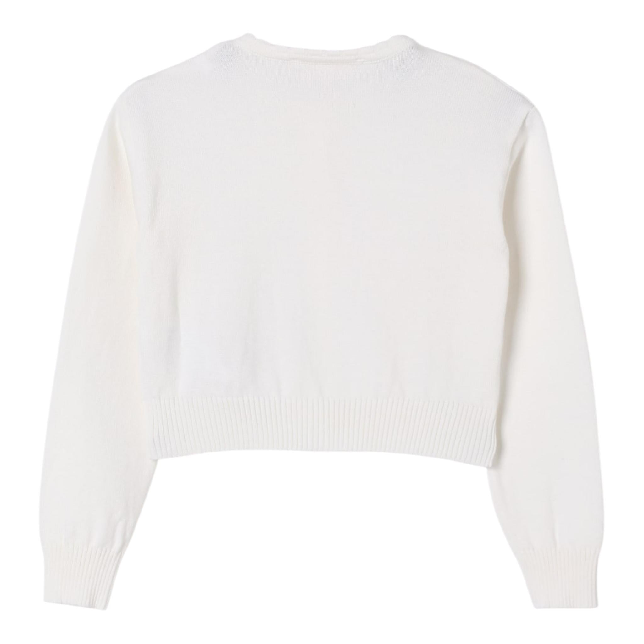 Elisabetta Franchi Cardigan Tinta Unita con Stampa Logo per Bambina EFMA163 PANNA ELISABETTA FRANCHI 