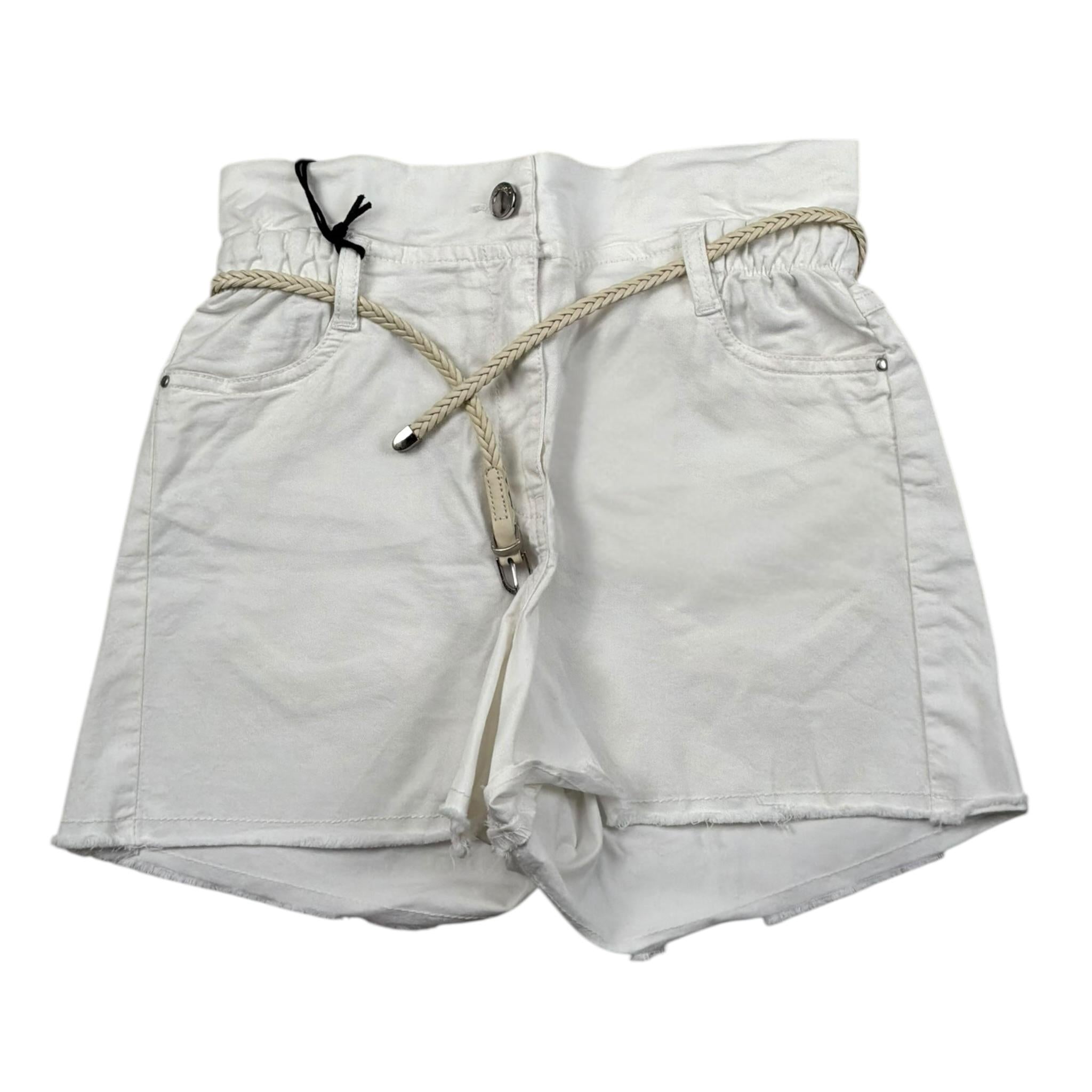 Sarabanda Short Tinta Unita con Cinturino per Bambina 06826 BIANCO SARABANDA 