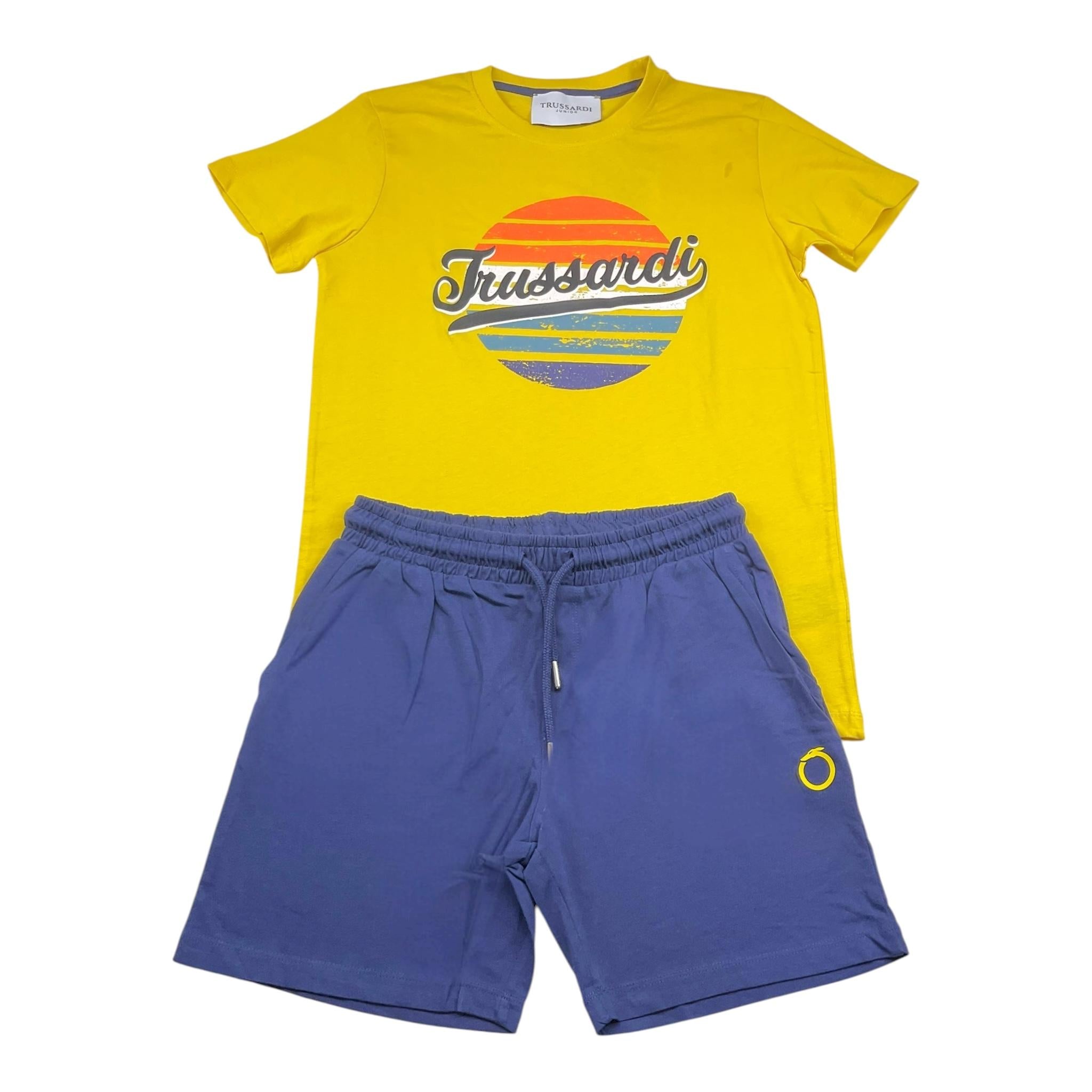 Trussardi Completo 2 Pezzi Bicolore T-Shirt-Bermuda per Bambino XBP24001CJ GIALLO/BLU TRUSSARDI 