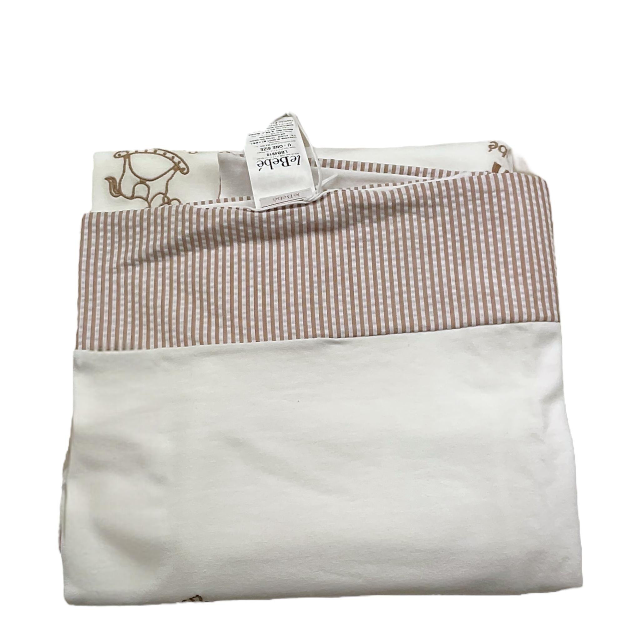 Le Bebe' Coperta Tinta Unita con Stampa per Neonato LBB4910 BIANCO LE BEBE' 