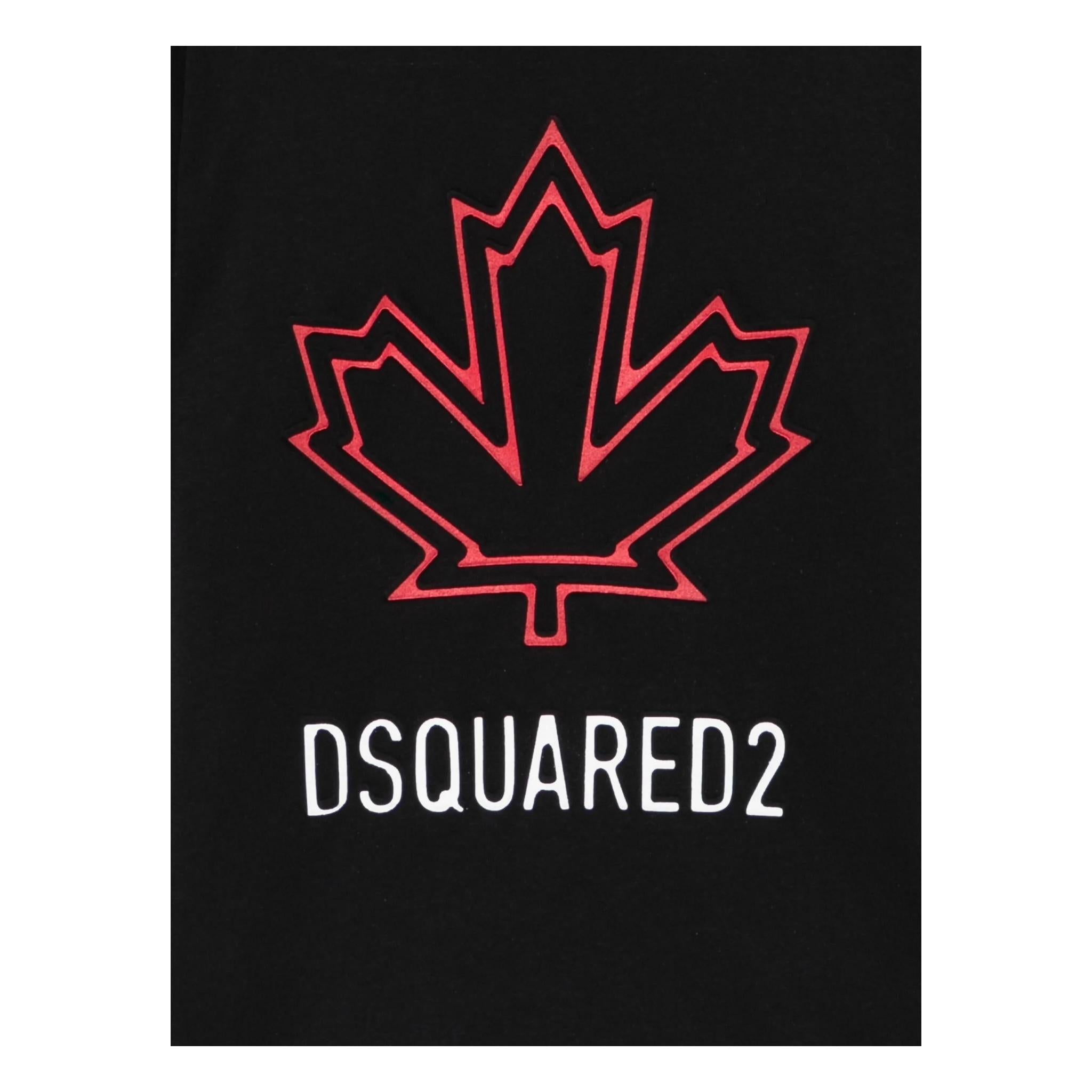 Dsquared2 T-Shirt Girocollo Tinta Unita con Stampa per Bambino DQ2770 NERO DSQUARED2 