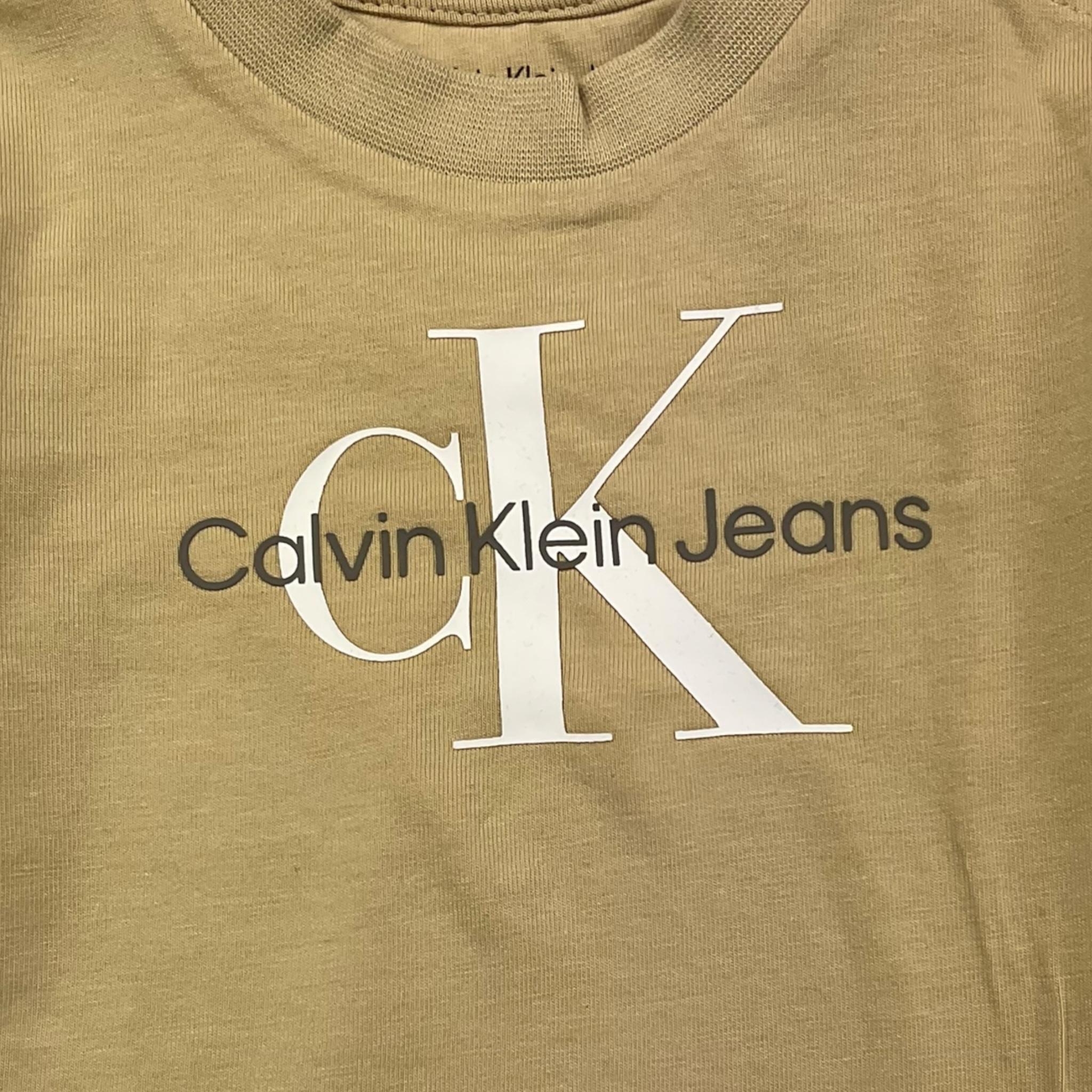 CALVIN KLEIN shirt girocollo tinta unita con stampa Sabbia per Neonato IN0IN00005 SABBIA CALVIN KLEIN 