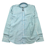 Shako' Camicia Manica Lunga Fantasia A Righe Collo Coreano Bianco/Azzurro Per Bambino