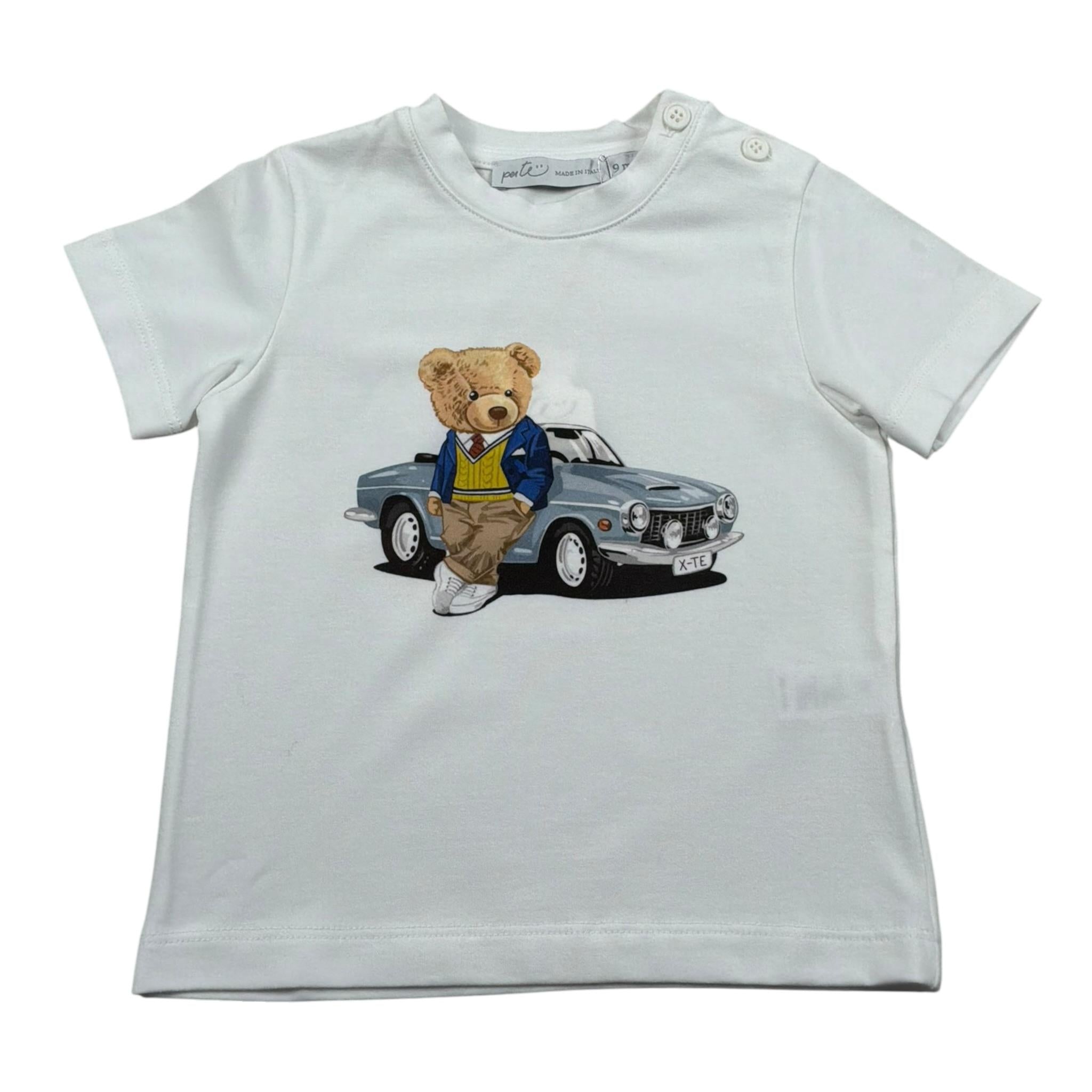 Per Te T-Shirt Girocollo Tinta Unita con Stampa per Neonato 34176 BIANCO PER TE 