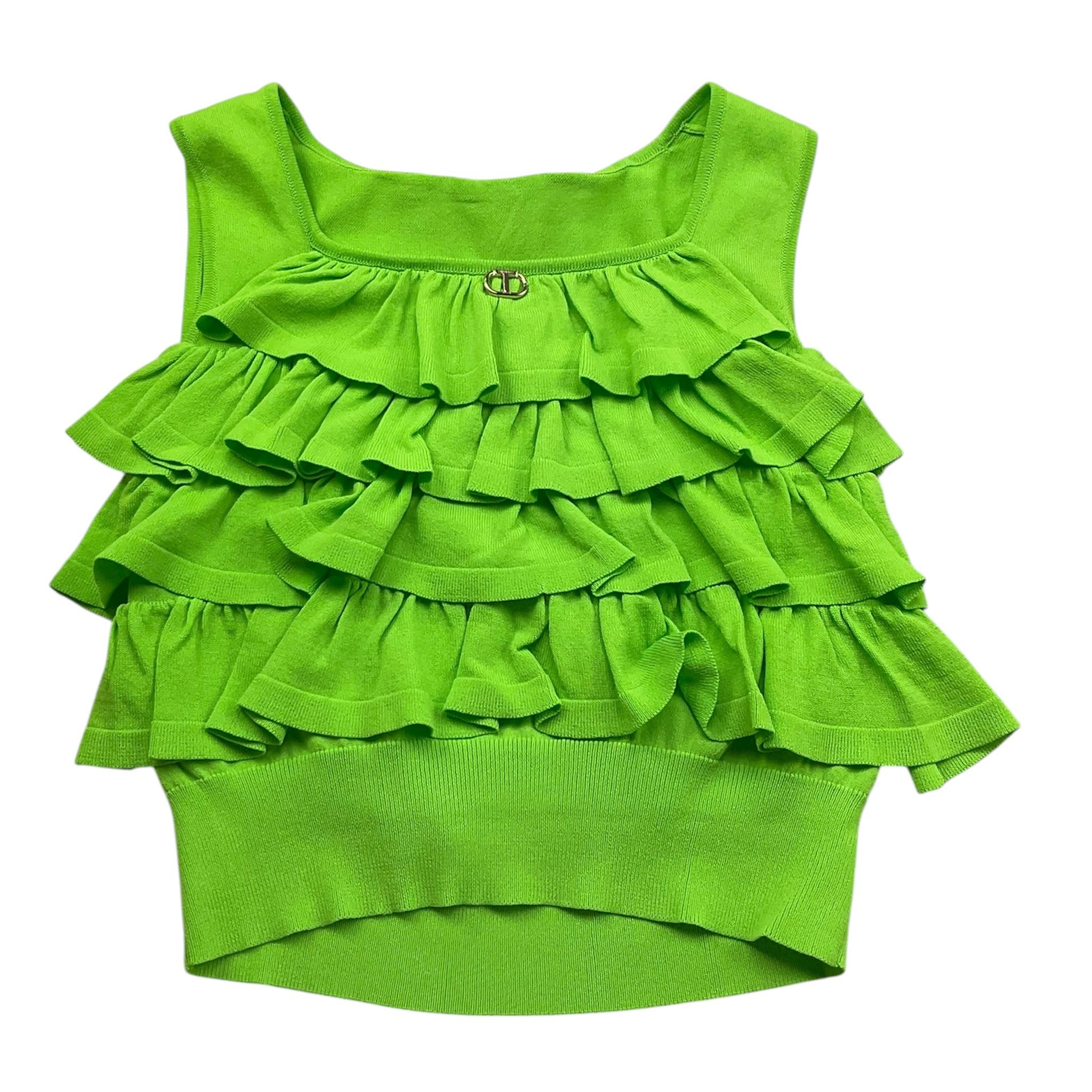 Twinset Top Tinta Unita con Balze per Bambina 231GJ3412 VERDE TWINSET 