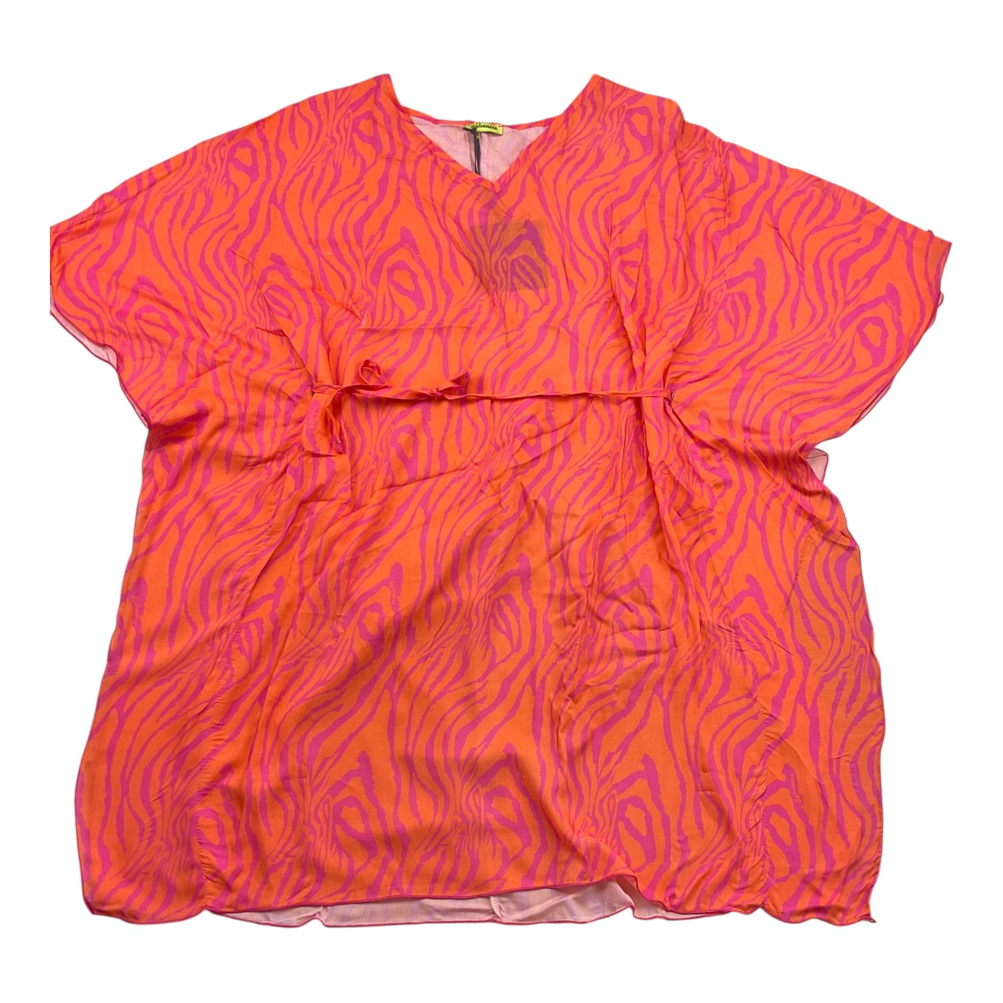 4Giveness Abito Tinta Unita con Fantasia Zebrata per Bambina FGCG3880 ARANCIONE 4GIVENESS 