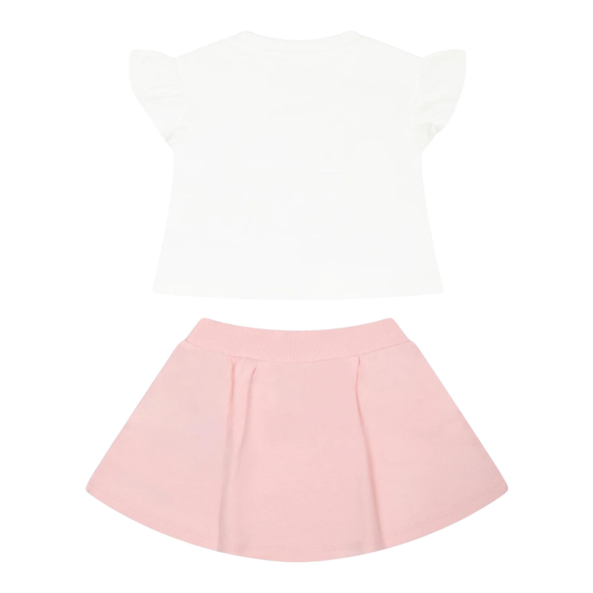 Moschino Completo 2 Pezzi T-Shirt-Gonna per Neonata MDG01G BIANCO/ROSA MOSCHINO 