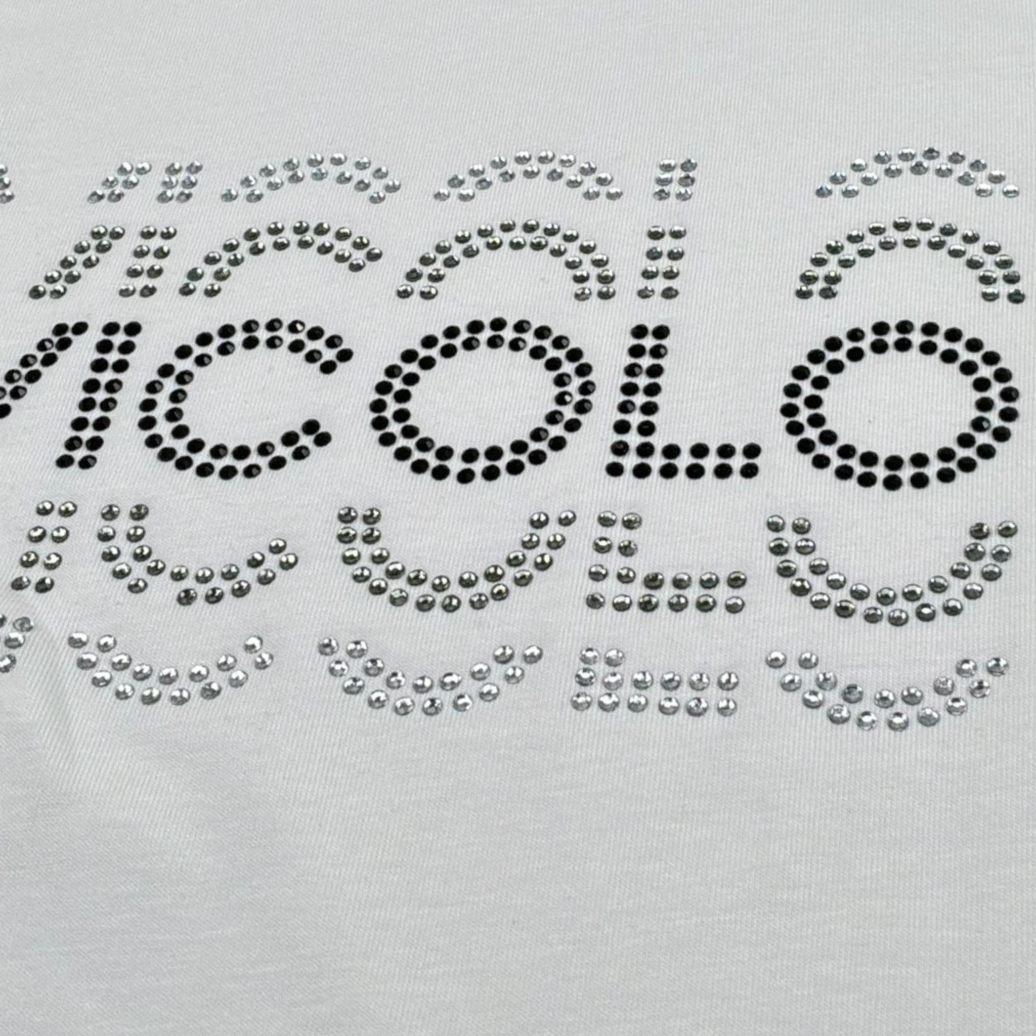 Vicolo Shirt Girocollo Tinta Unita con Brillantini per Bambina 3141M00060 BIANCO VICOLO 