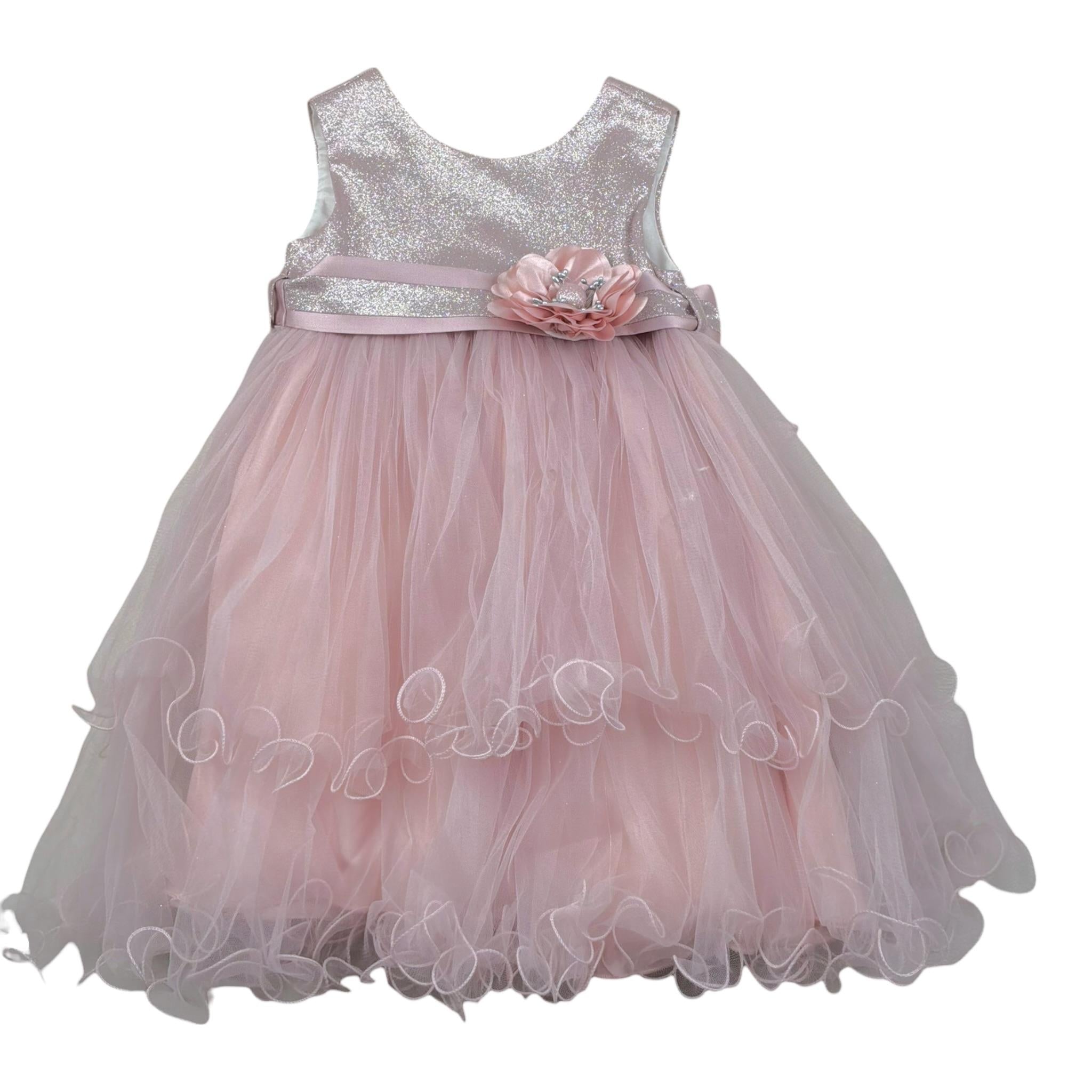 Bella Brilli Abito Cerimonia Girmanica Tinta Unita per Neonata 111N ROSA BELLA BRILLI 