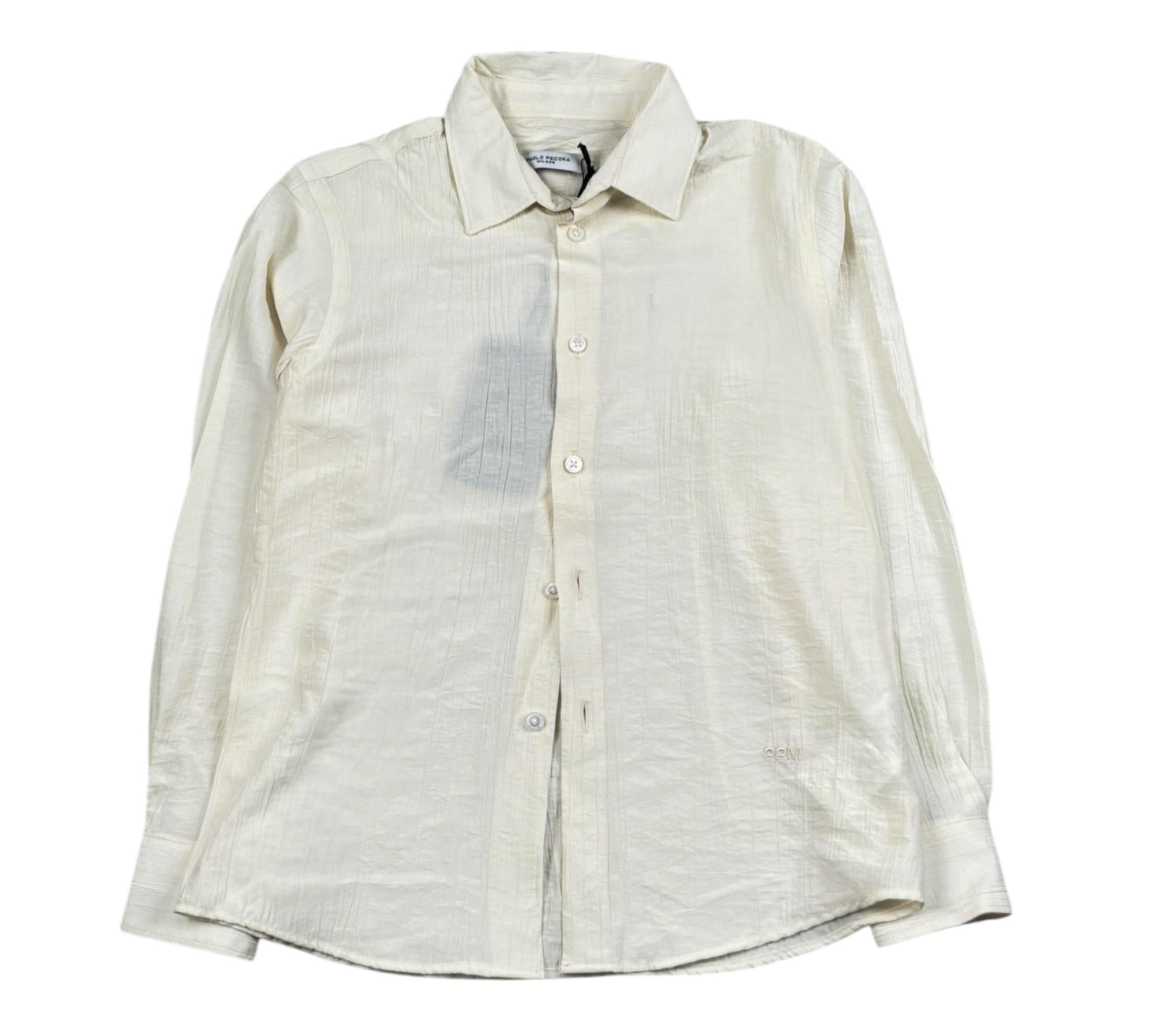 Paolo Pecora Camicia Manica Lunga Tinta Unita per Bambino PP4355 SABBIA PAOLO PECORA 