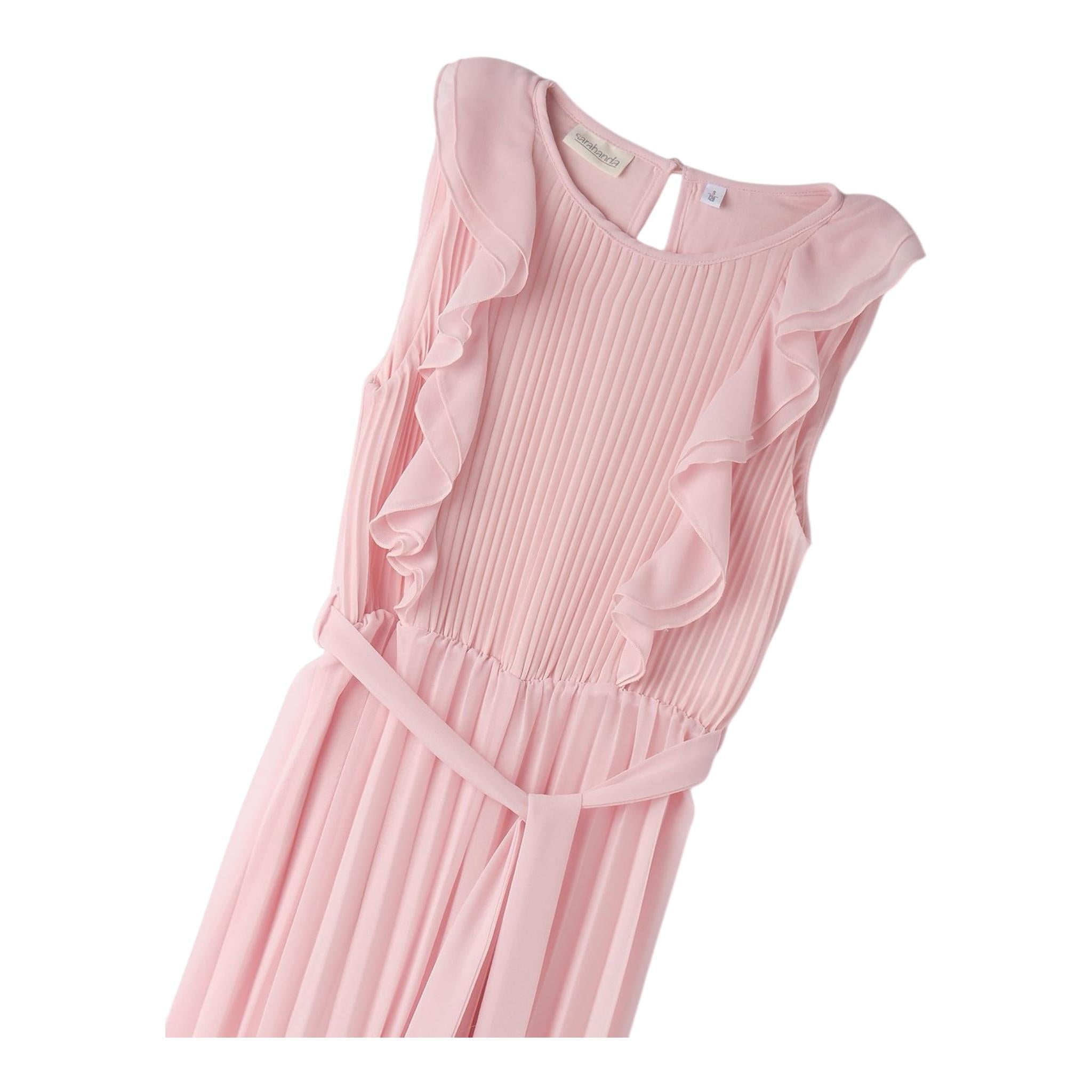 Sarabanda Tuta Intera Giromanica con Balze Tinta Unita per Bambina 0B497X ROSA SARABANDA 