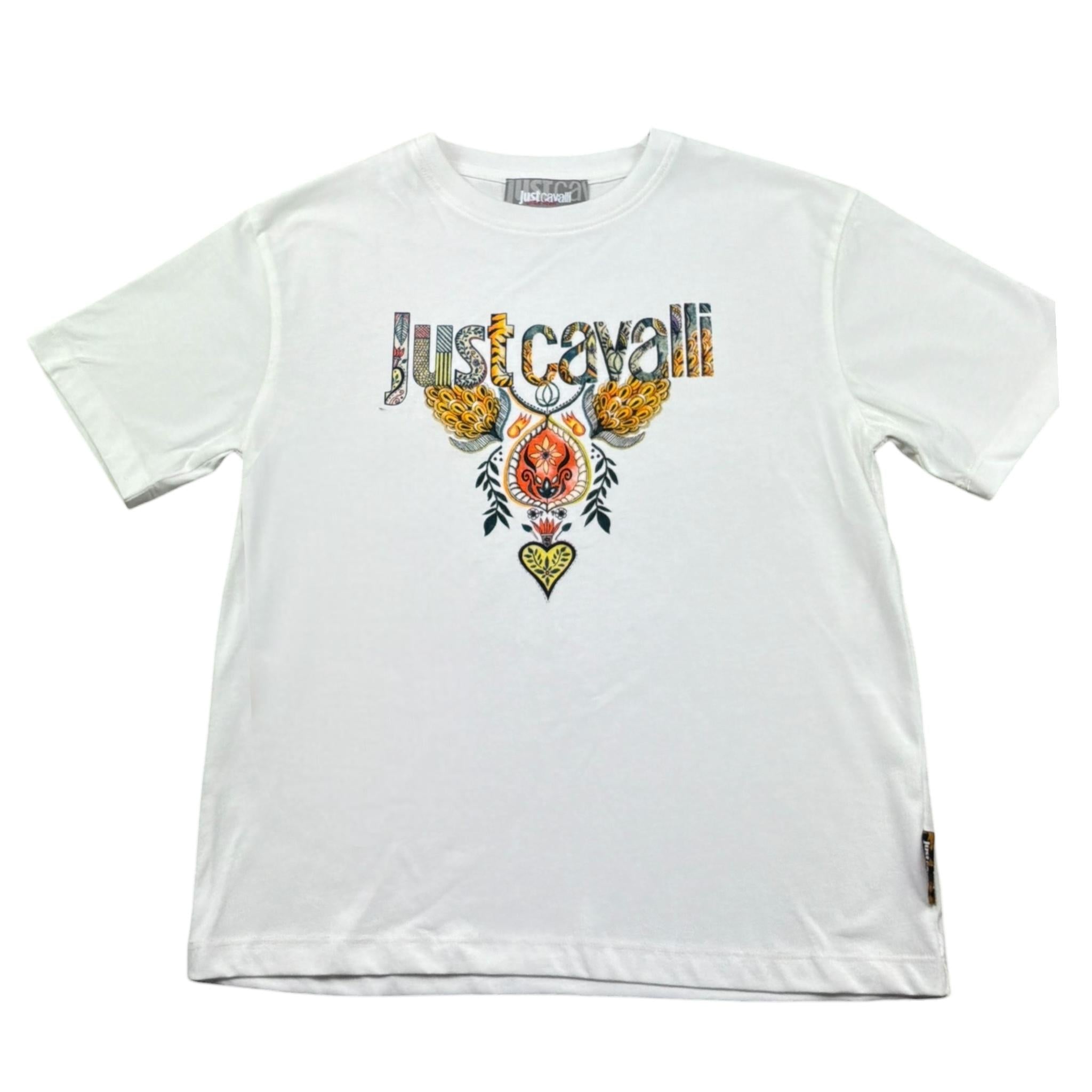 Just Cavalli T-Shirt Girocollo Tinta Unita con Stampa per Bambina JGP26114TS BIANCO JUST CAVALLI 
