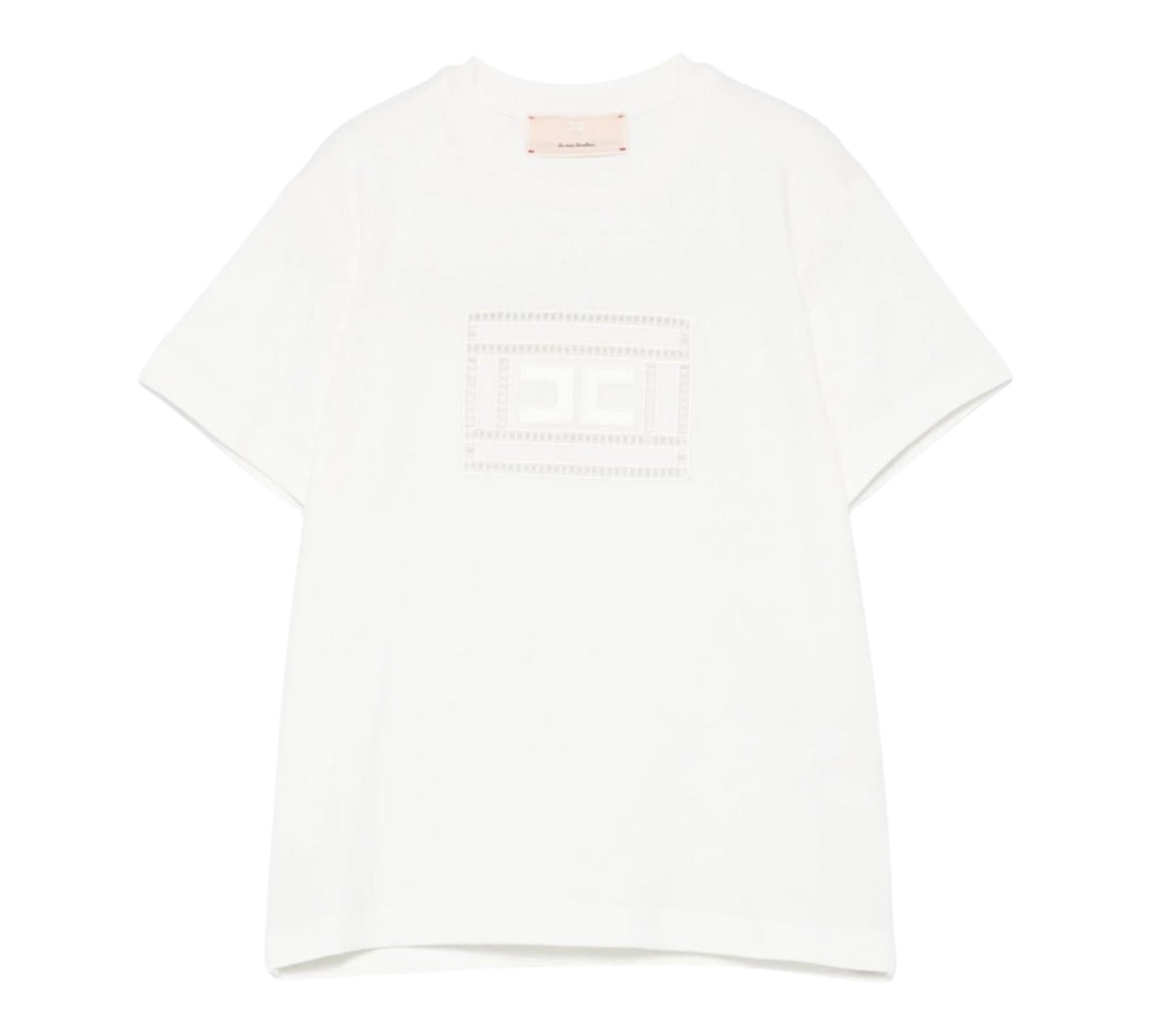 Elisabetta Franchi T-Shirt Girocollo Tinta Unita con Trafori per Bambina EFTS228X PANNA ELISABETTA FRANCHI 