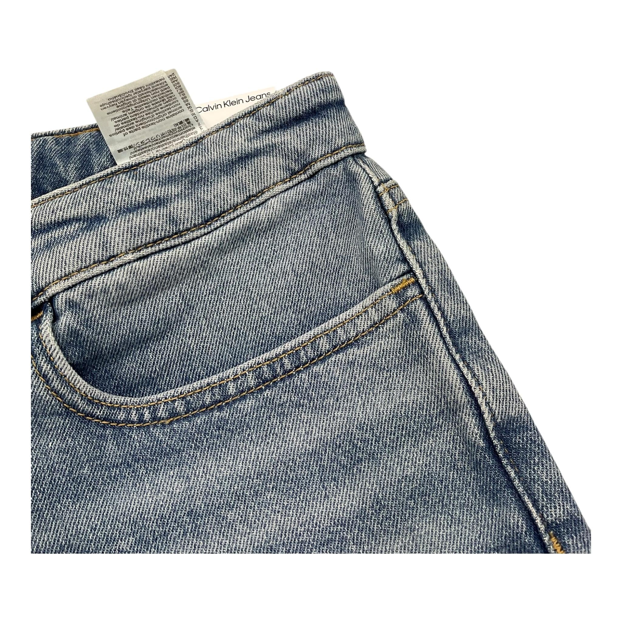 Calvin Klein Short Tinta Unita In Denim con Girovita Reglabile per Bambina IG0IG02892 AZZURRO CALVIN KLEIN 