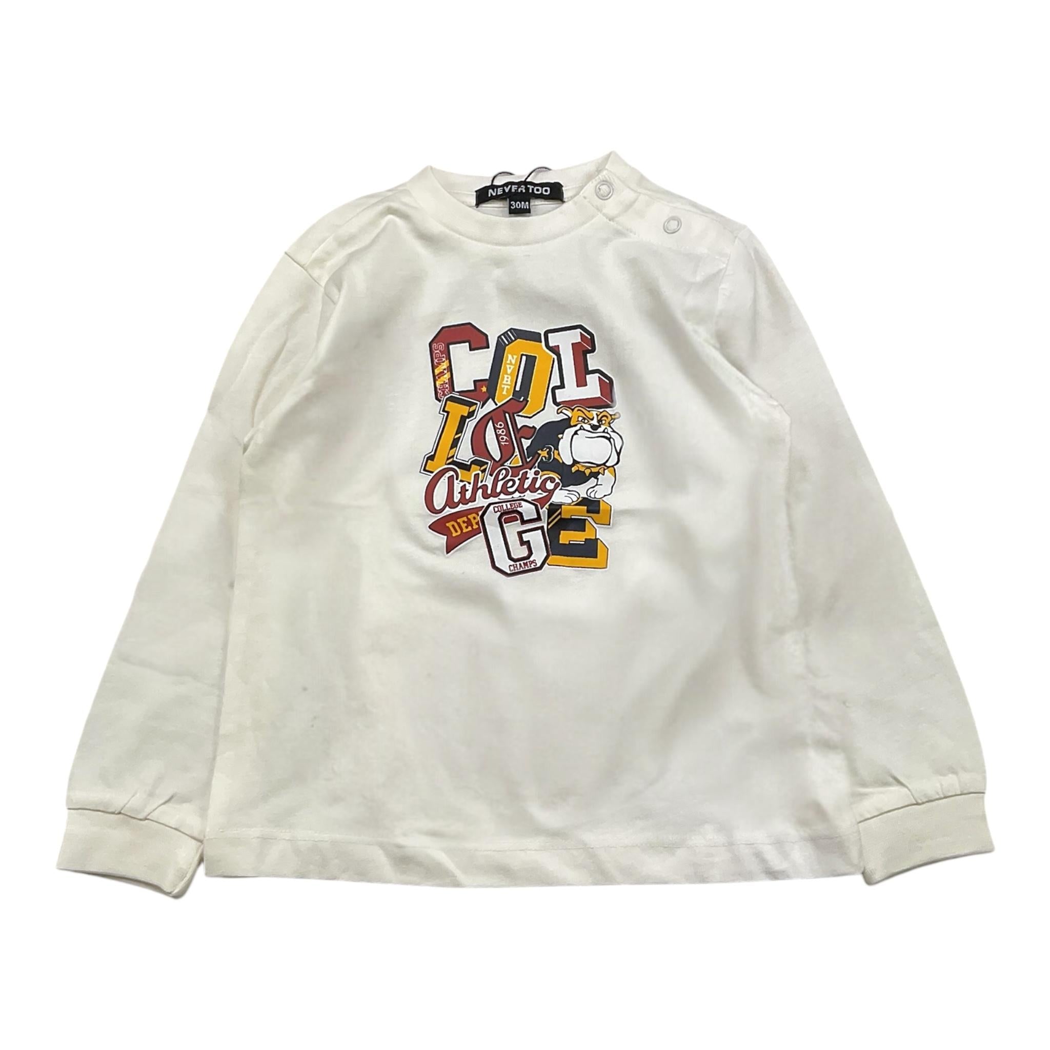 NEVER TOO shirt girocollo tinta unita con stampa Bianco per Bambino NT2202N BIANCO NEVER TOO 