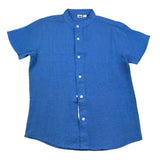 I Do Camicia Mezza Manica Tinta Unita Con Bottoni Cobalto Per Bambino