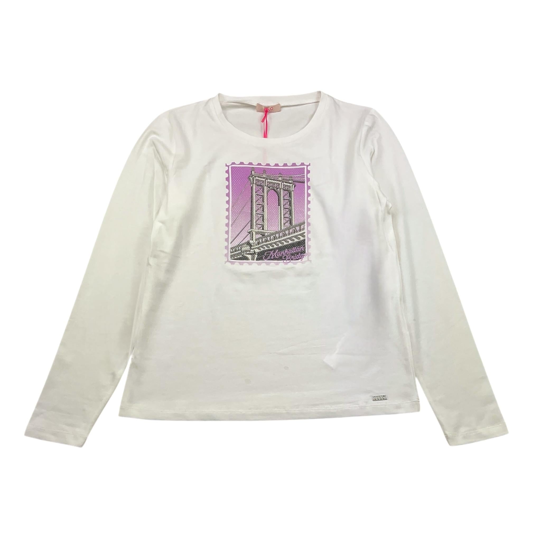 LIU JO shirt girocollo tinta unita con stampa Bianco per Bambina GF4031J0088 BIANCO LIU JO 