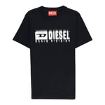 DIESEL t-shirt girocollo tinta unita con stampa Nero per Bambino J02033 NERO DIESEL 