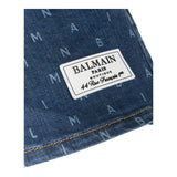 Balmain Short Tinta Unita In Denim Blu Per Bambina