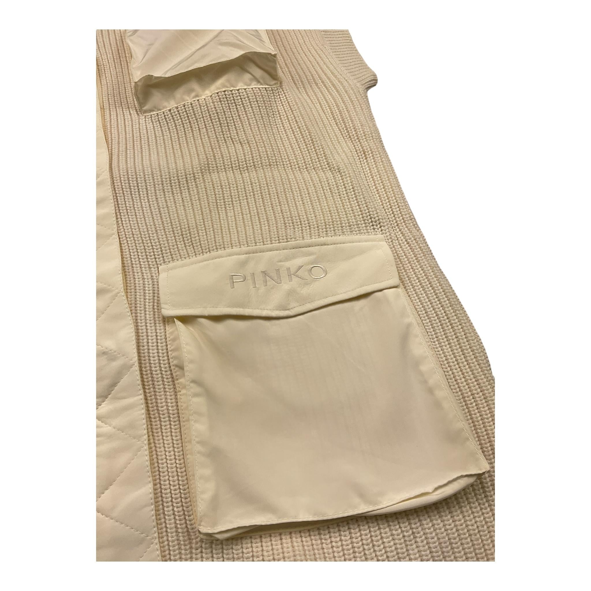 Pinko Gilet In Maglia Girocollo Tinta Unita per Bambina KFMA002 PANNA PINKO 