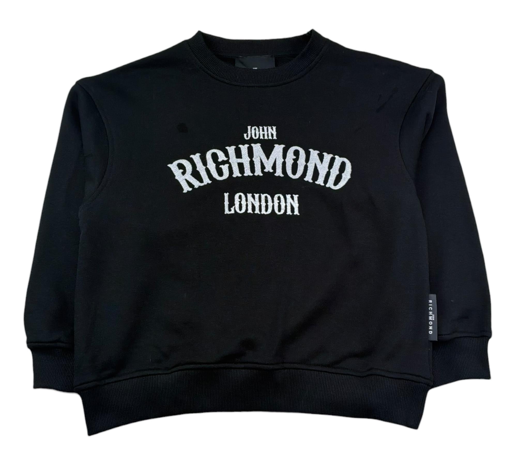 John Richmond Felpa Chiusa Girocollo Tinta Unita con Logo per Bambina RGP26056FE NERO JOHN RICHMOND 