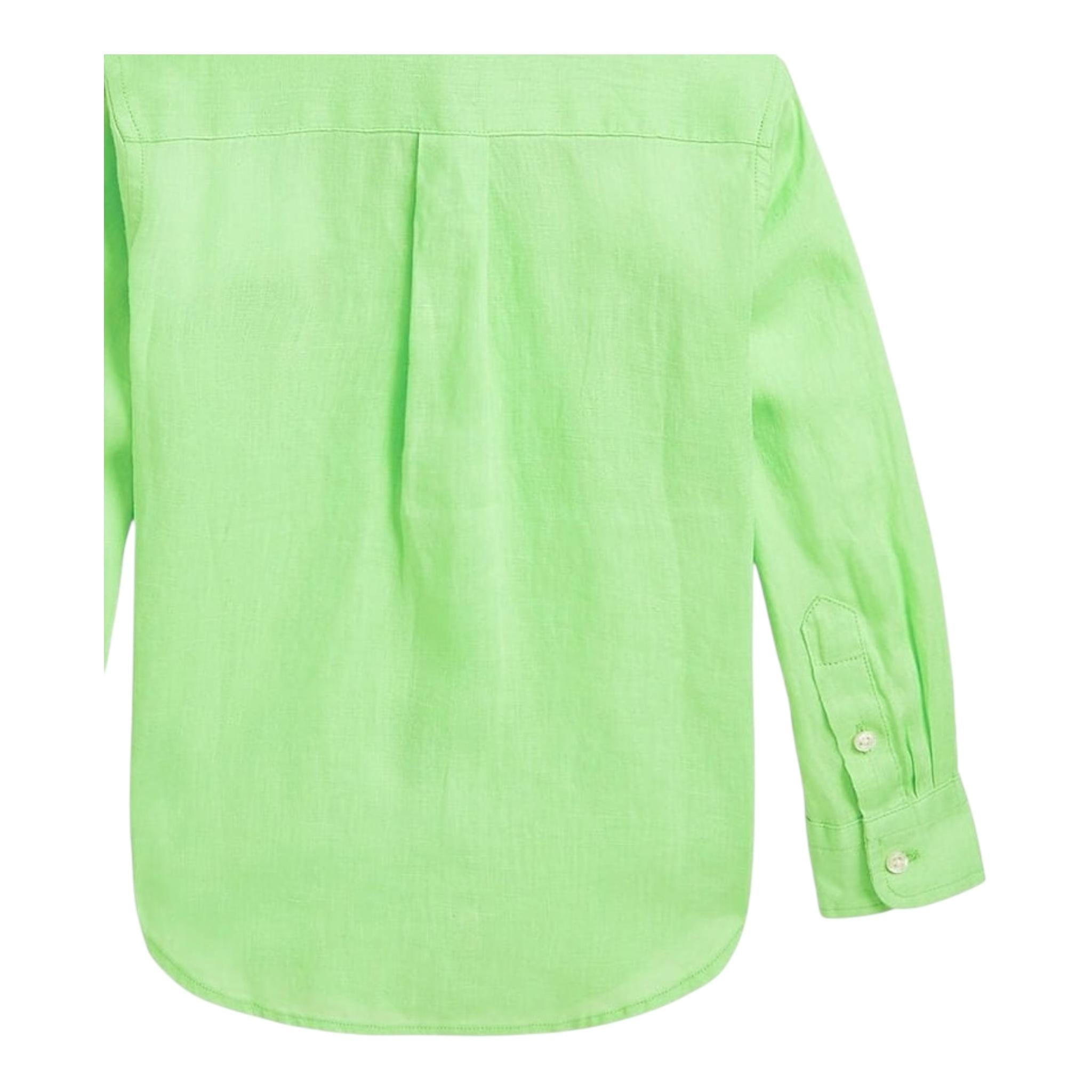 Ralph Lauren Camicia Tinta Unita con Stampa per Bambino 323967600006 VERDE RALPH LAUREN 