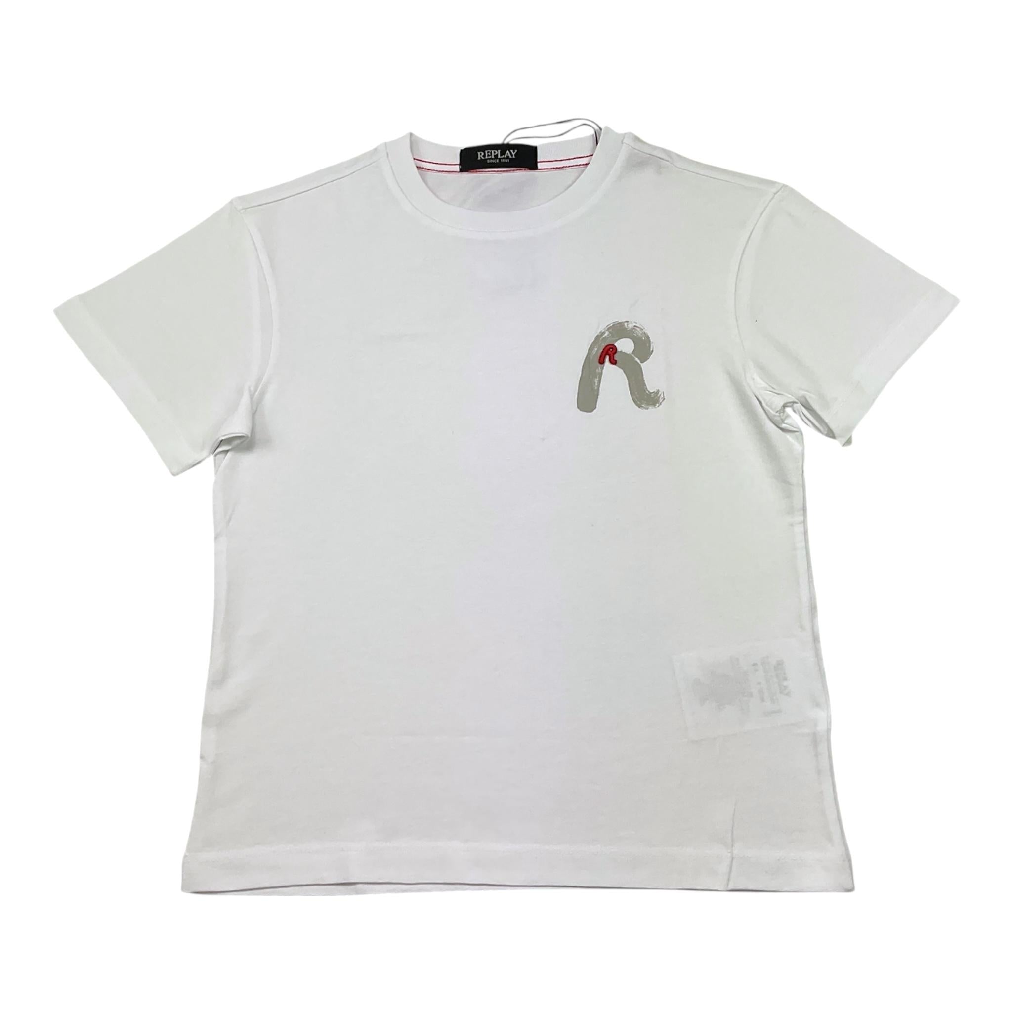 Replay T-Shirt Girocollo Tinta Unita con Stampa per Bambino SB7401 BIANCO REPLAY 