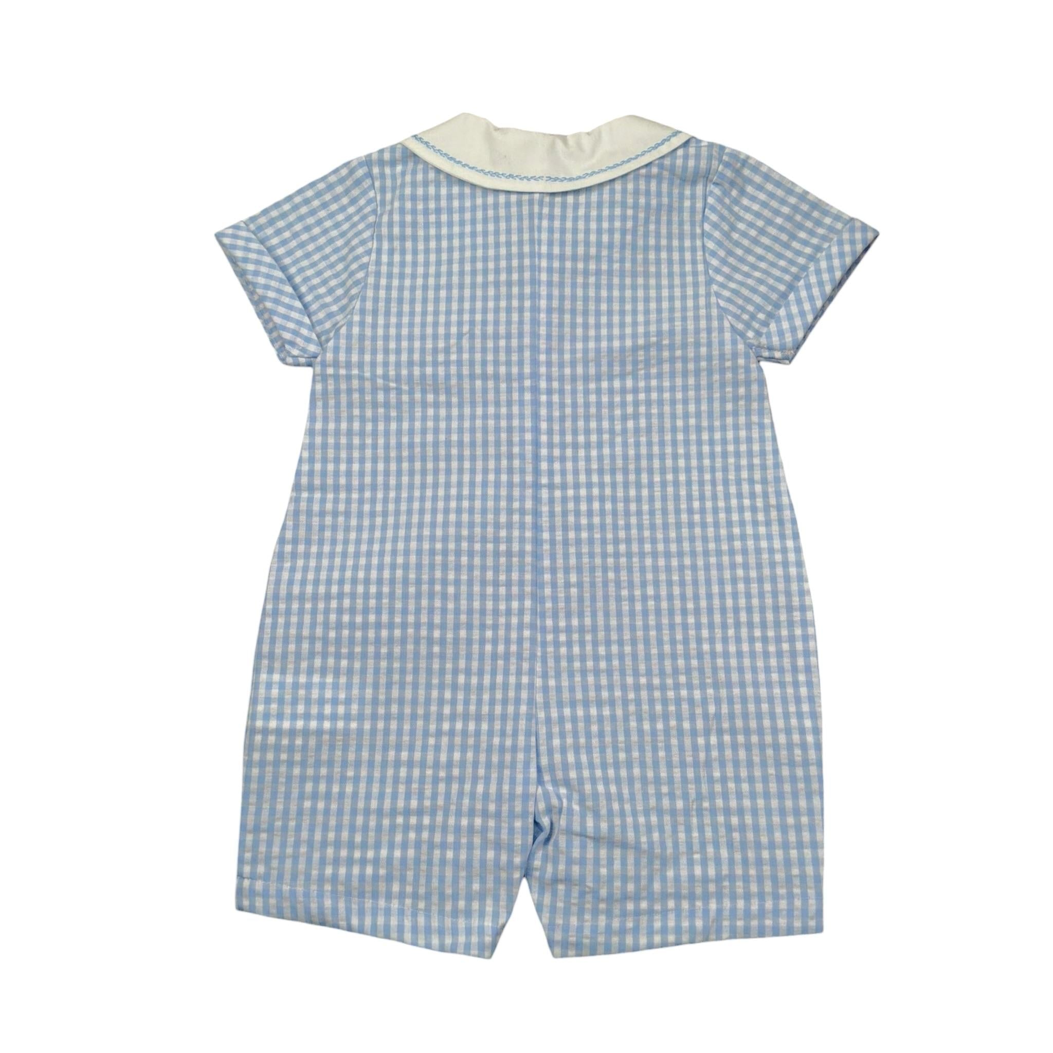 Malvi & Co Pagliaccetto Bicolore con Fantasia A Quadri Bianco/Azzurro per Neonato SCCI180TUQQ BIANCO/AZZURRO MALVI & CO 