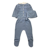 VALENTINA BEBES cmpleto 3 pezzi maglia-ghetina-cappello tinta unita Azzurro per Neonata PSA80 AZZURRO VALENTINA BEBES 