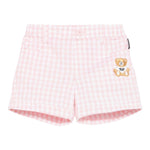 Moschino Short Fantasia Quadretti con Elastico In Vita per Neonata MMQ00R BIANCO/ROSA MOSCHINO 