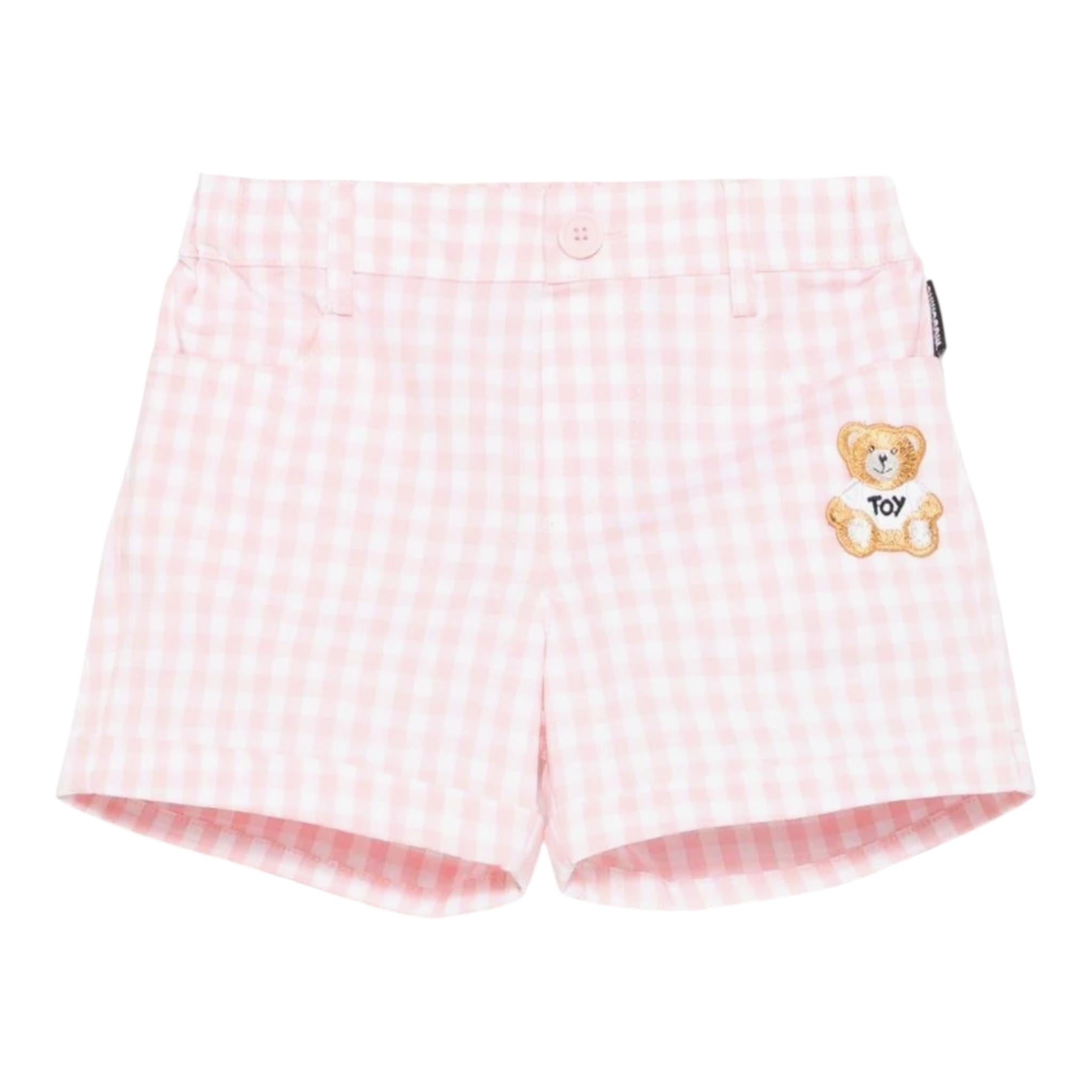 Moschino Short Fantasia Quadretti con Elastico In Vita per Neonata MMQ00R BIANCO/ROSA MOSCHINO 