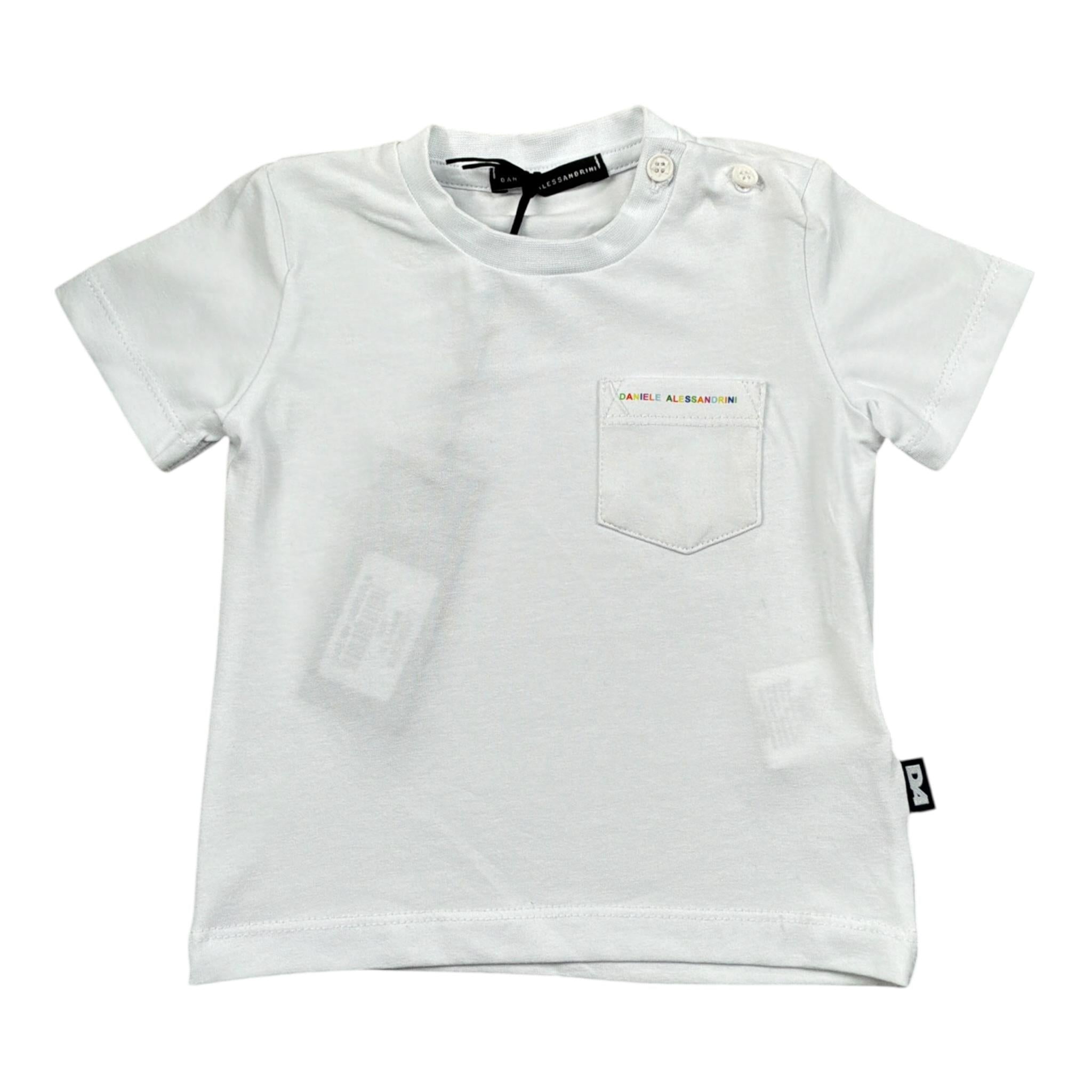 Daniele Alessandrini T-Shirt Girocollo tinta unita con Stampa Bianco per Neonato 1296M00014 BIANCO DANIELE ALESSANDRINI 