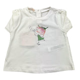 Liu Jo T-Shirt Girocollo Tinta Unita con Stampa Bianco per Neonata