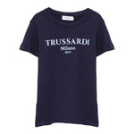 Trussardi T-Shirt Girocollo Tinta Unita con Stampa per Bambino TBP25003TSX BLU TRUSSARDI 