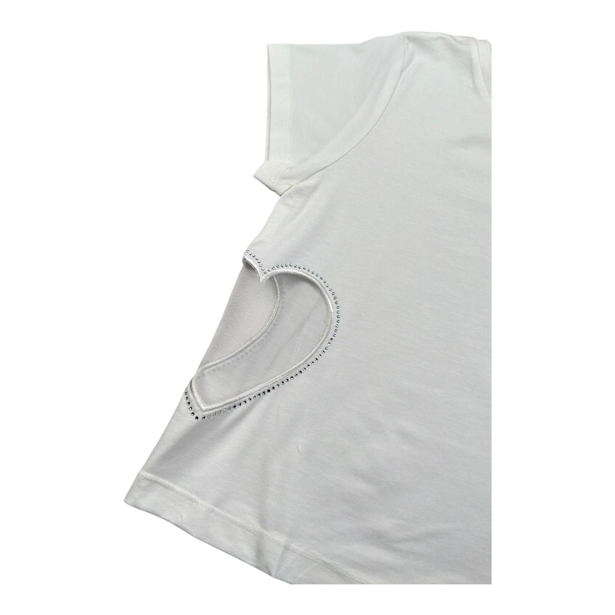 Liu Jo T-Shirt Girocollo Tinta Unita con Applicazione per Bambina GA5067XXX BIANCO LIU JO 