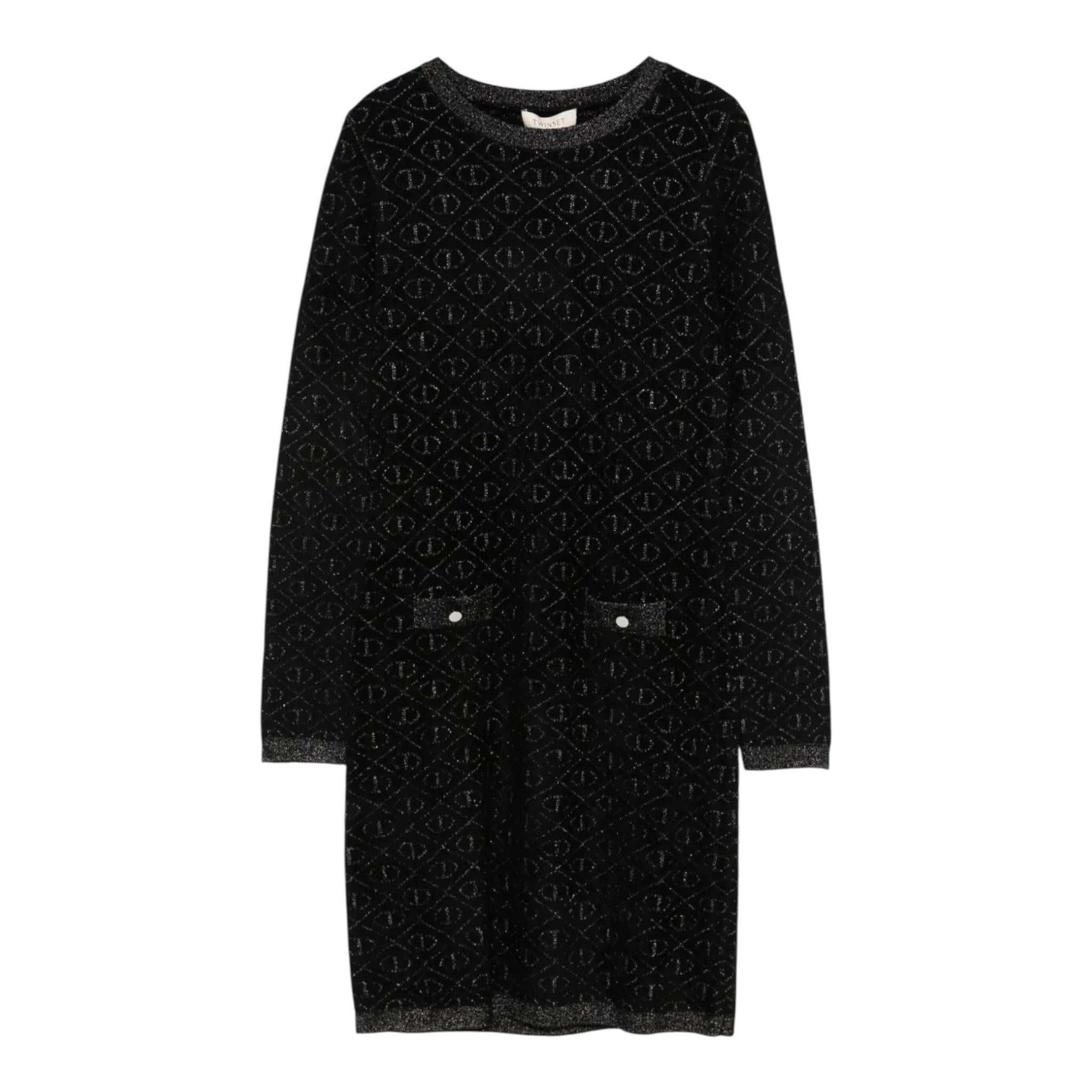 TWINSET abito tinta unita girocollo logato Nero per Bambina 242GJ3061X NERO TWINSET 