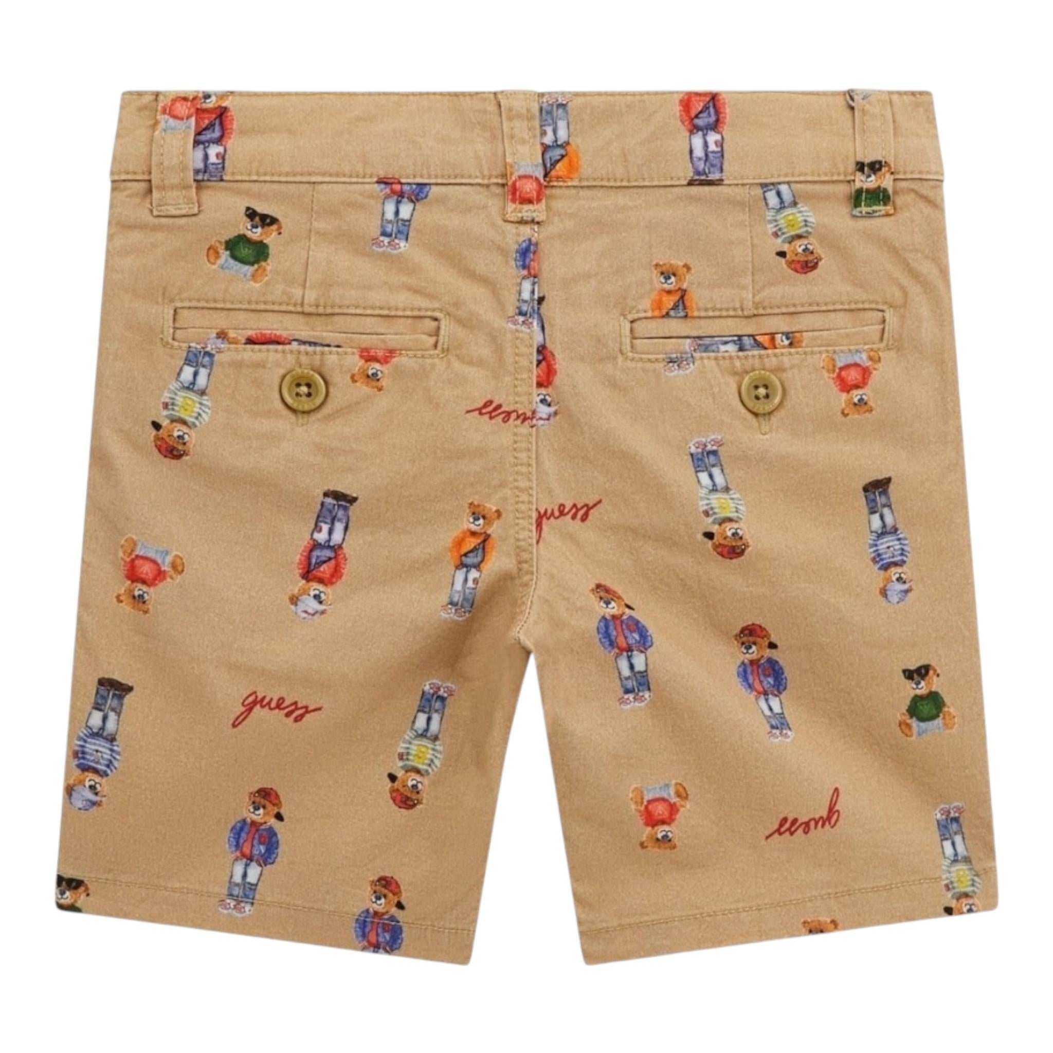 Guess Bermuda Tinta Unita con Fantasia Orsi per Neonato N5RD01WFY91 BEIGE GUESS 