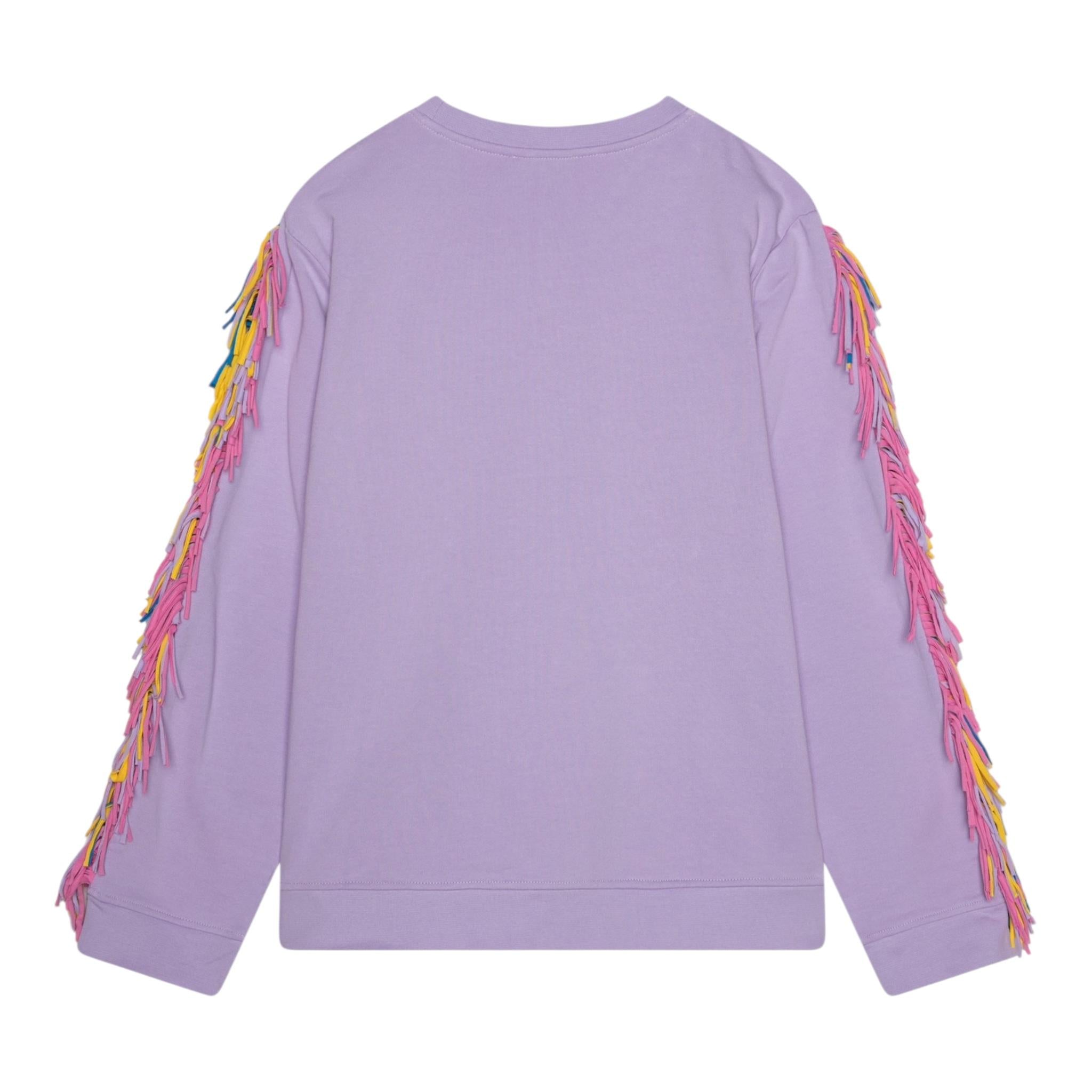 Stella Mccartney Felpa Chiusa Girocollo Tinta Unita con Frange per Bambina TW4B40 LILLA STELLA McCARTNEY 