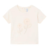 Mayoral T-Shirt Tinta Unita Con Applicazioni Beige Per Neonata