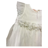 Please Abito Giromanica Tinta Unita In Tulle Bianco per Bambina