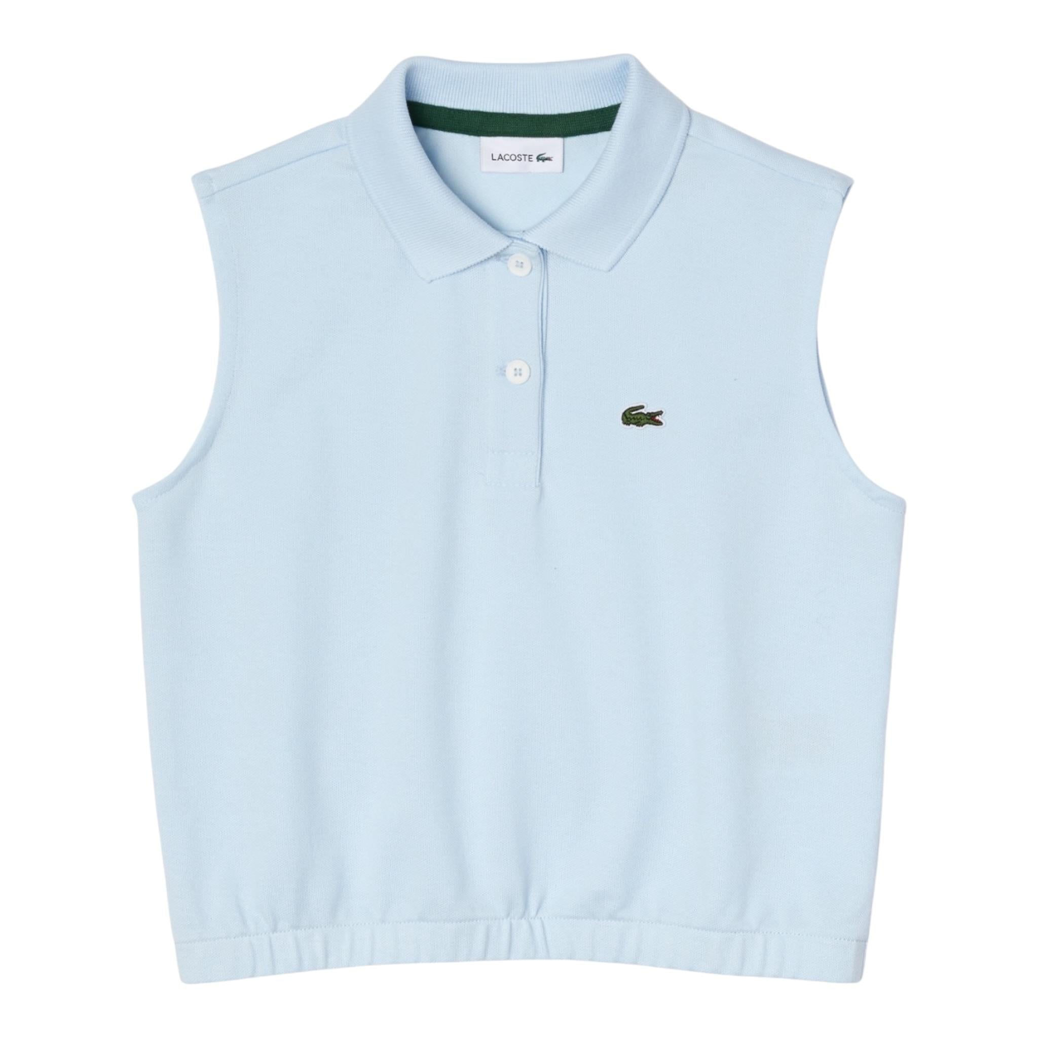 Lacoste Polo Giromanica Tinta Unita per Bambina PJ5262 AZZURRO LACOSTE 