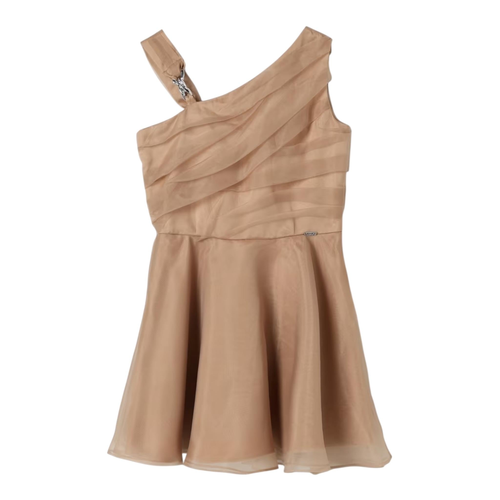 Liu Jo Abito Giromanica Tinta Unita con Tulle per Bambina GA5036 MARRONE LIU JO 