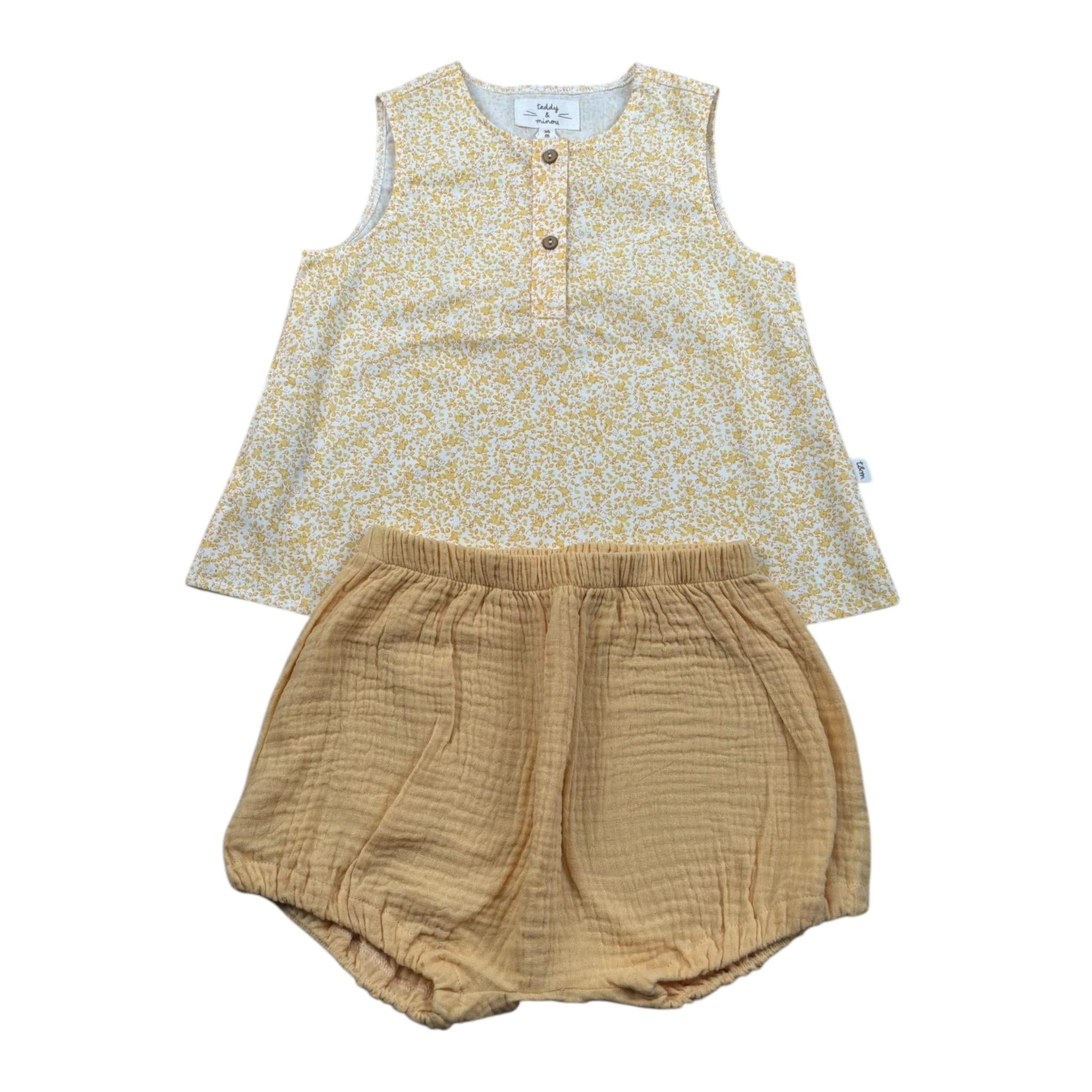 Teddy E Minou Completo 2 Pezzi Camicia-Coulotte per Bambina E25CP045C4135J GIALLO TEDDY E MINOU 