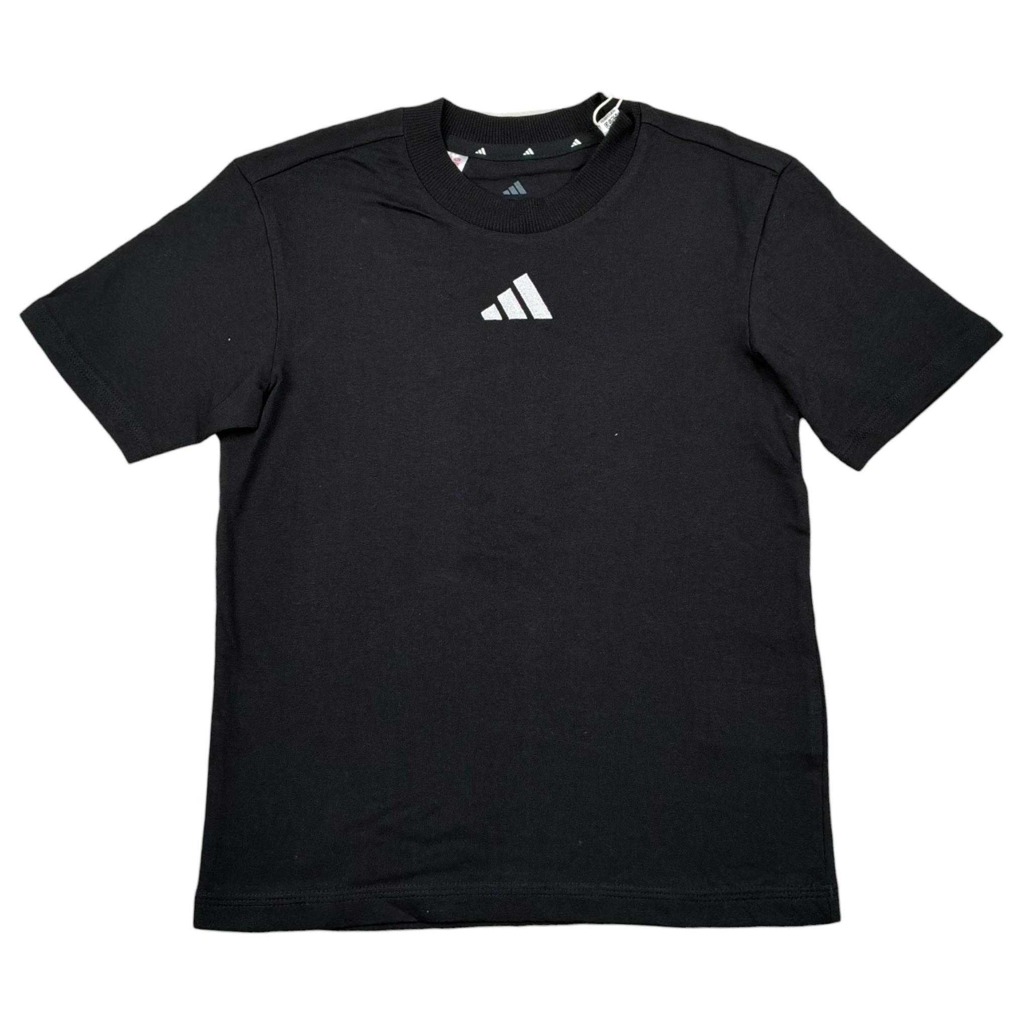 Adidas T-Shirt Girocollo Tinta Unita con Logo per Bambino JC9776 NERO Adidas 