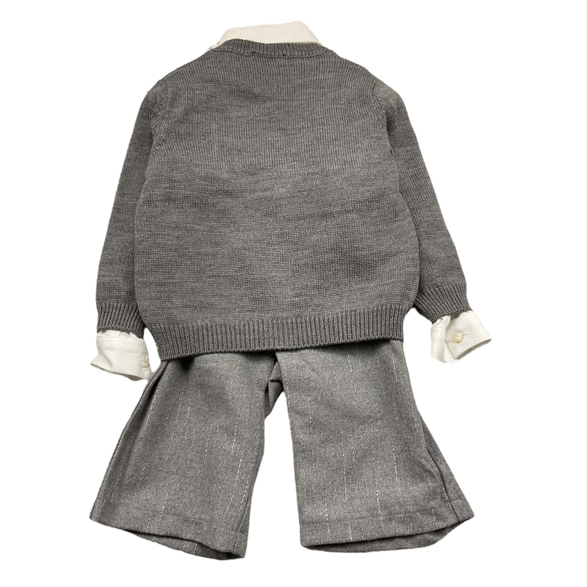 BARCELLINO completo 4 pezzi cardigan-camicia-pantalone con bretelle-papillon Grigio per Neonato 115315 GRIGIO BARCELLINO 