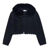 ABEL & LULA cardigan tinta unita collo pelliccia Nero per Bambina 5828 NERO ABEL & LULA 