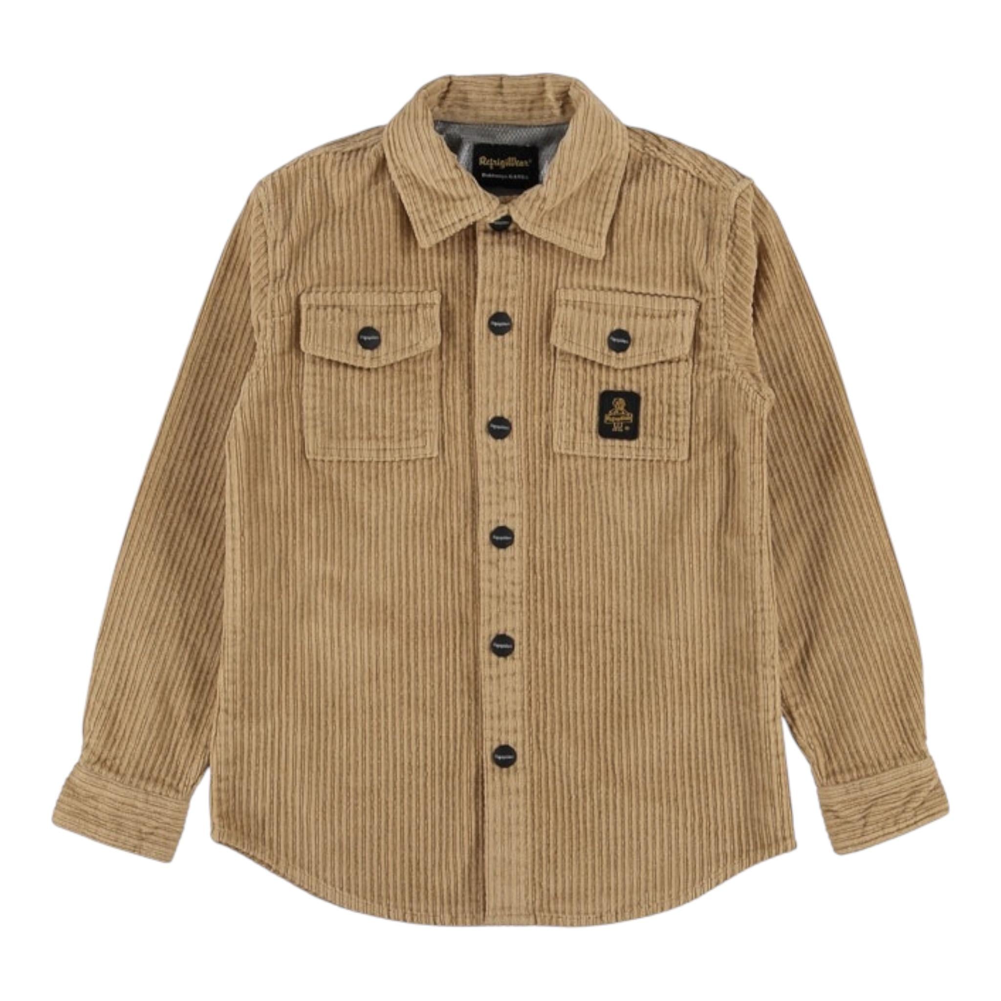 REFRIGUE camicia manica lunga tinta unita in velluto Beige per Bambino RW341 BEIGE REFRIGUE 