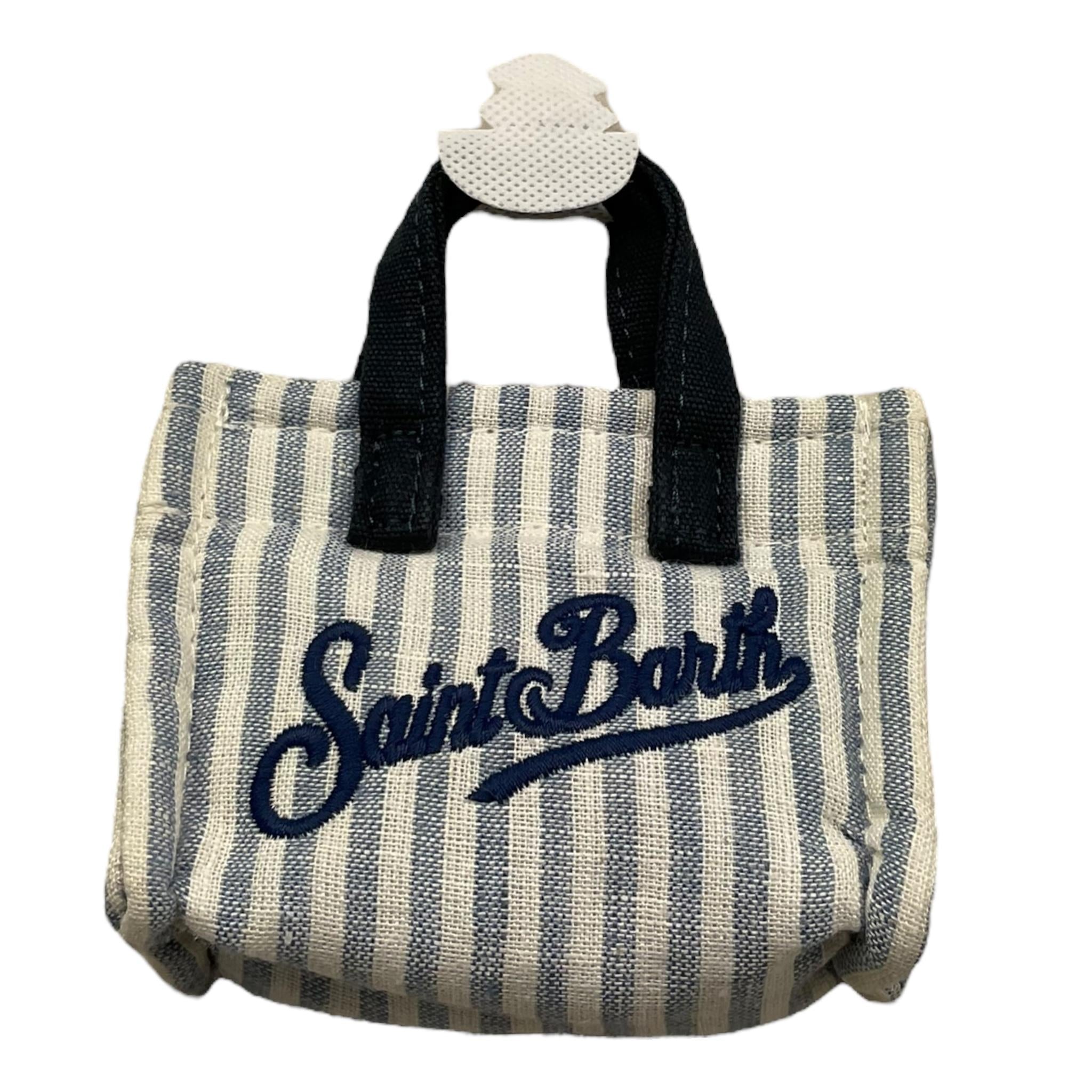 Saint Barth Ciondolo Mini Borsa Fantasia A Righe con Logo per Bambina KEYB002 BLU SAINT BARTH 